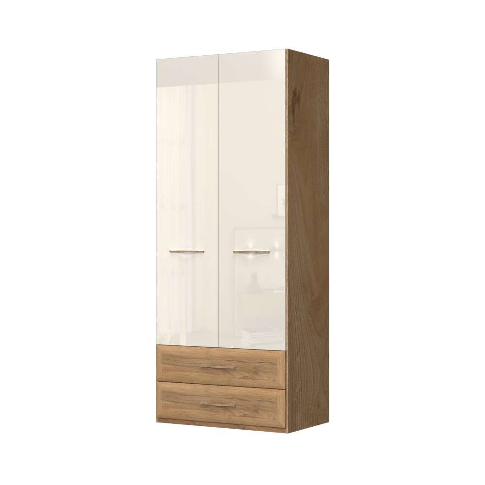 Home affaire Kleiderschrank »Gala, beige hochglänzend UV lackiert, kratzfest, FSC-zertifiziert«, (abgerundete Schubladen aus MDF im Holzdekor, soft-close), hoher Schrank (224cm), in den Breiten 92 und 137cm, Made in Europe