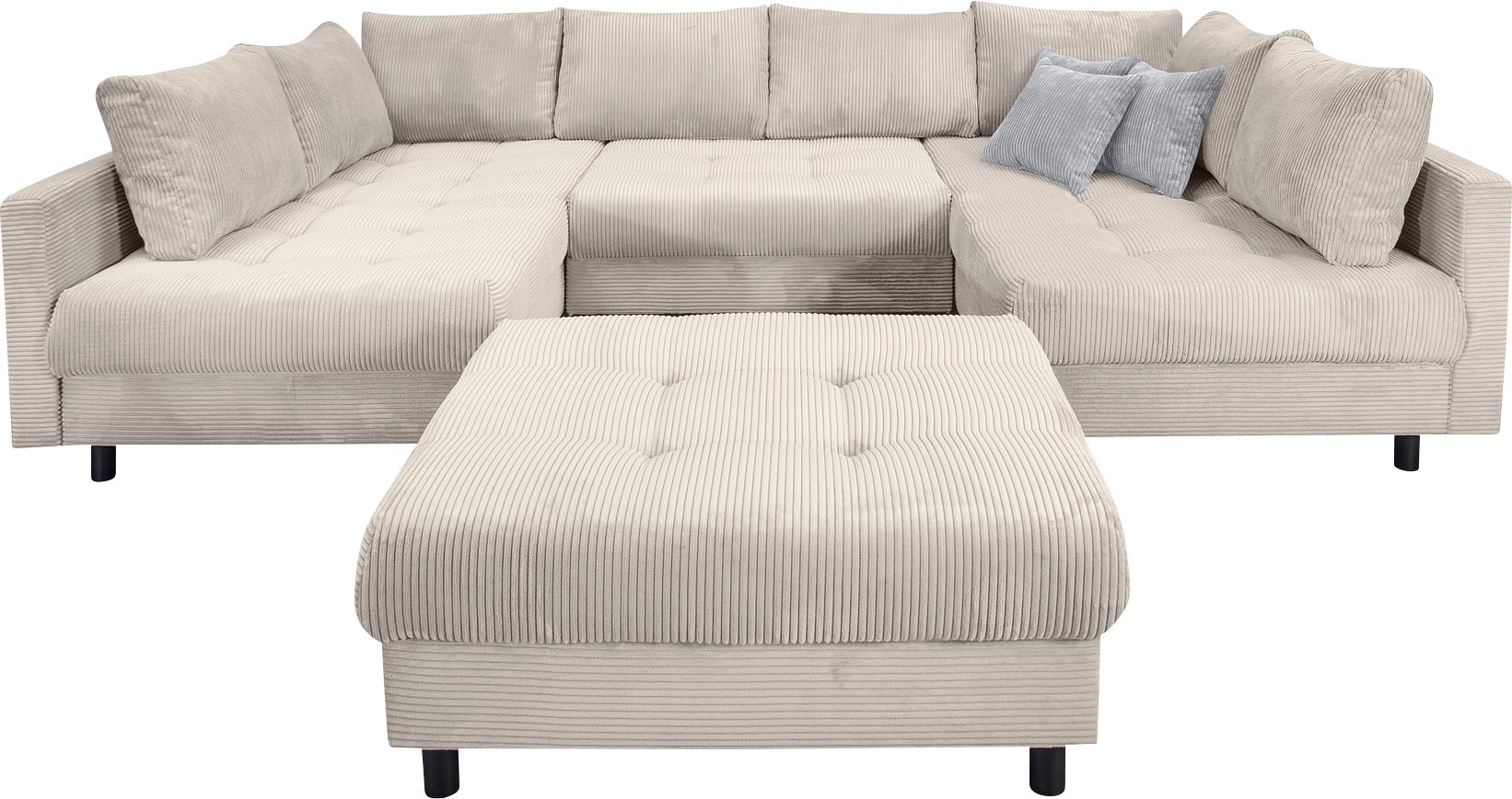 COLLECTION AB Wohnlandschaft »Toni U-Form, B: 298 cm« mit Hocker & 3 Zierki günstig online kaufen