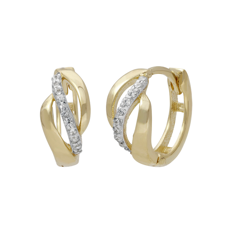 FIRETTI Paar Creolen »Schmuck Geschenk Gold 333 Ohrschmuck Gold glitzernd« mit Zirkonia (synth.) gelbgoldfarben-weißgoldfarben-kristallweiß +...