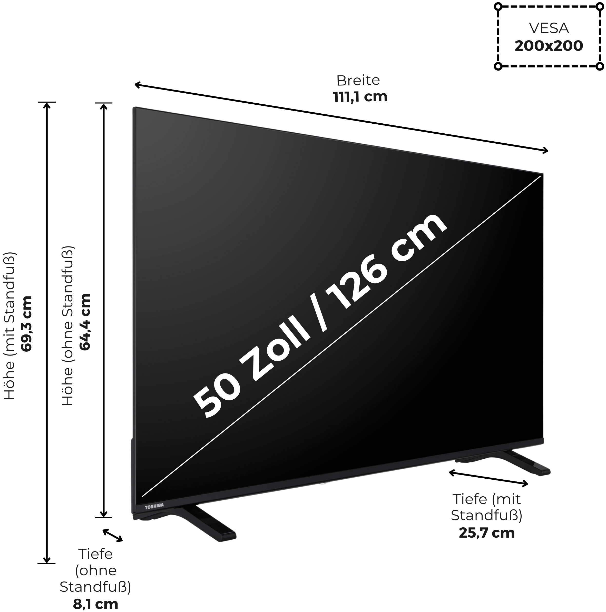 Toshiba LED-Fernseher »50QV1563DDW« 126 cm/50 ″ Smart-TV
