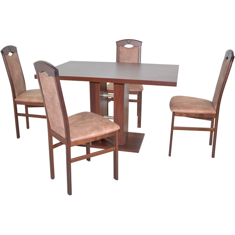 HOFMANN LIVING AND MORE Essgruppe »5tlg. Tischgruppe« Spar-Set, 5tlg. Tischgruppe, 5 Stk. tlg. Stühle montiert nussbaumfarben + camel +...