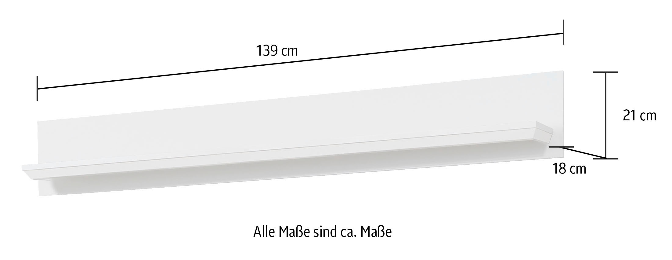 Home affaire Wandregal »Örebro« Bücherregal im zeitlosen Landhausstil - Maße (B/T/H) 139/17/21 cm