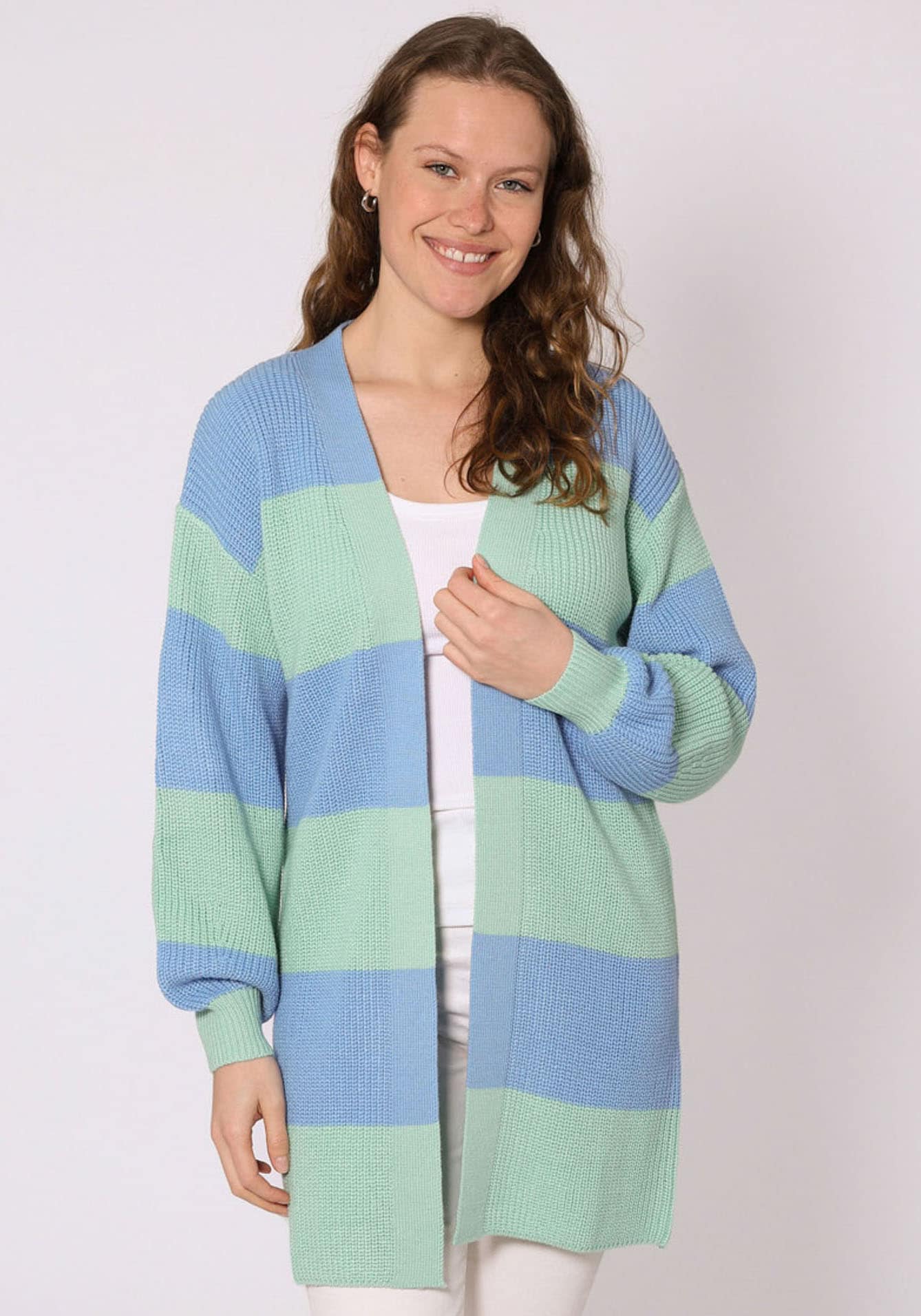 Zwillingsherz Cardigan »"Katja"«, gestreifte Strickjacke mit Wollanteil, One Size