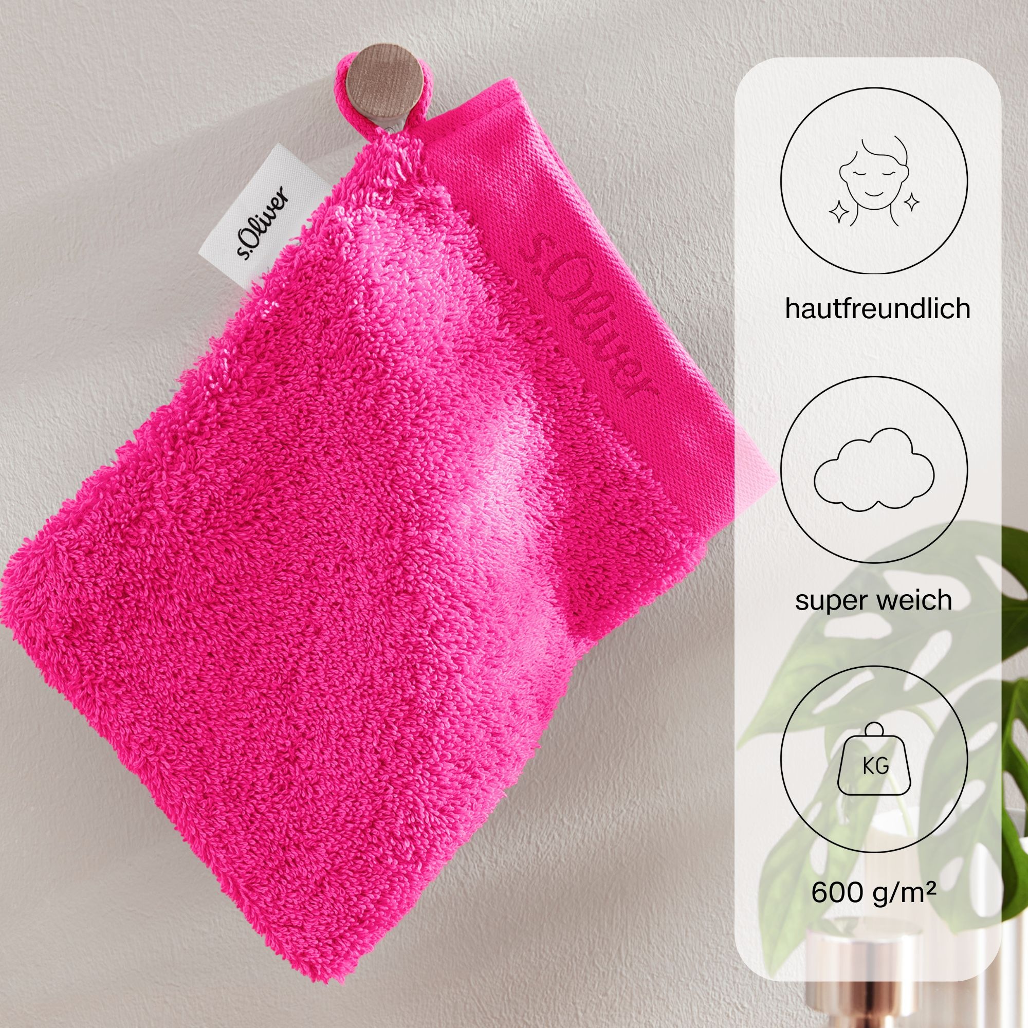 s.Oliver Waschhandschuh »s.Oliver, Premium Qualität, 600 gr/m², auch als Sets erhältlich«, (1 St., Waschlappen 16 x 21 cm), große Farbauswahl, auch als Duschtuch, Handtuch, Gästetuch