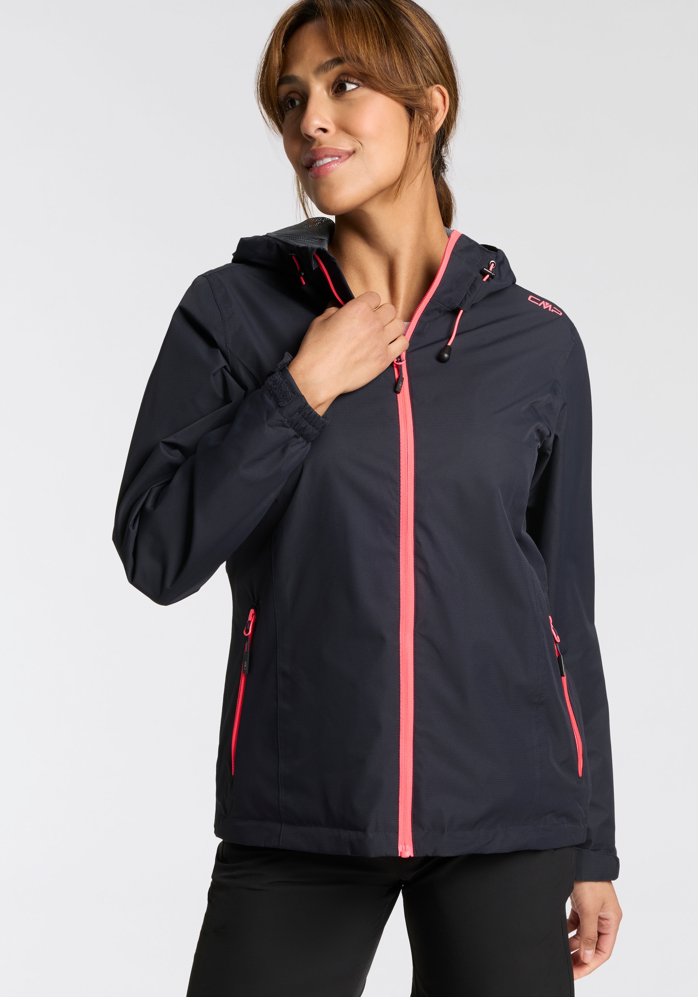 Regenjacke 1 Stk. tlg. mit Kapuze Atmungsaktiv & Winddicht & Wasserdicht, Gr. 42, anthrazit