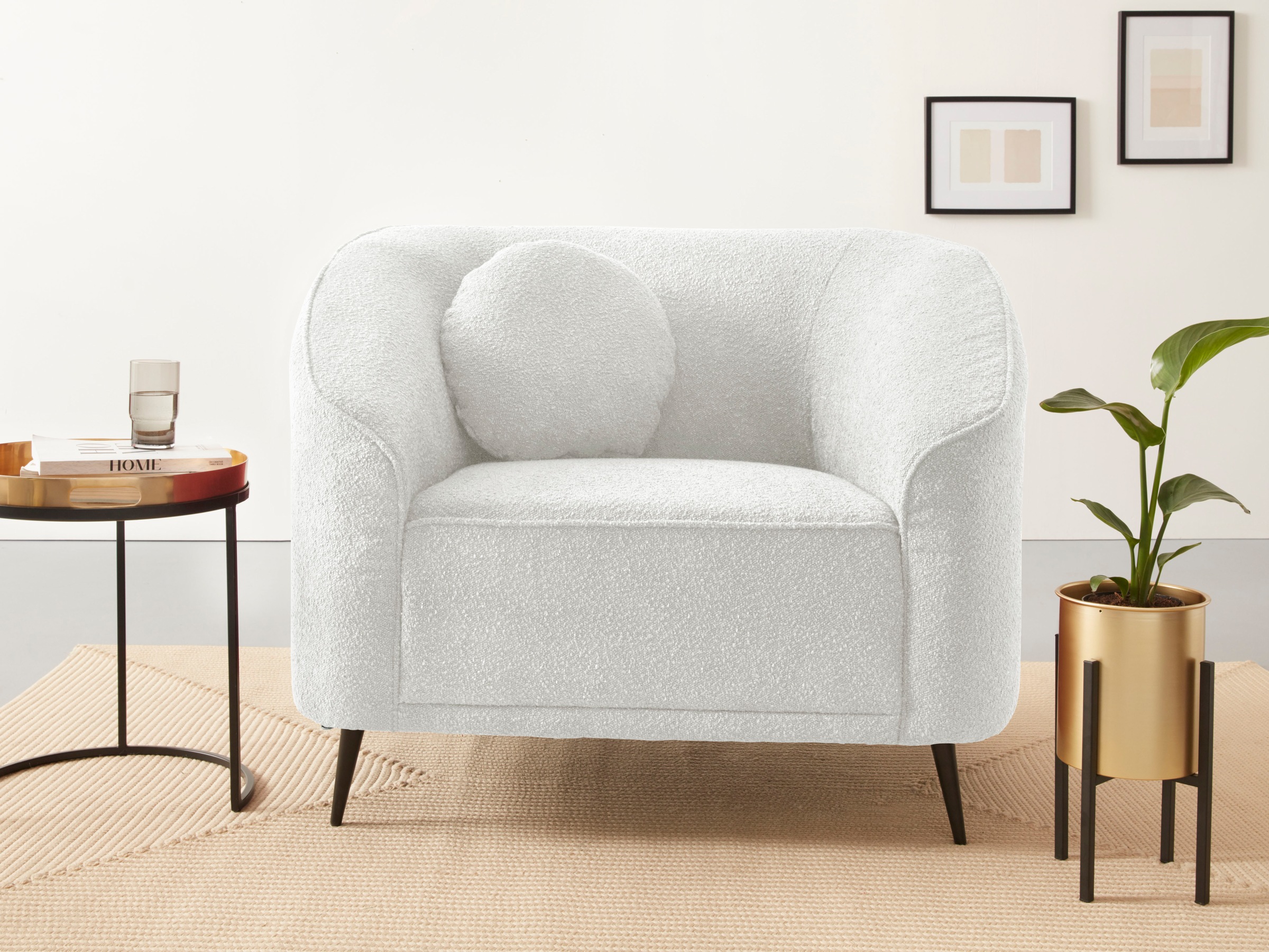 Home affaire Sessel »Ashly« in 3 Bezugsvarianten, Bouclé, Samtoptik und Str günstig online kaufen
