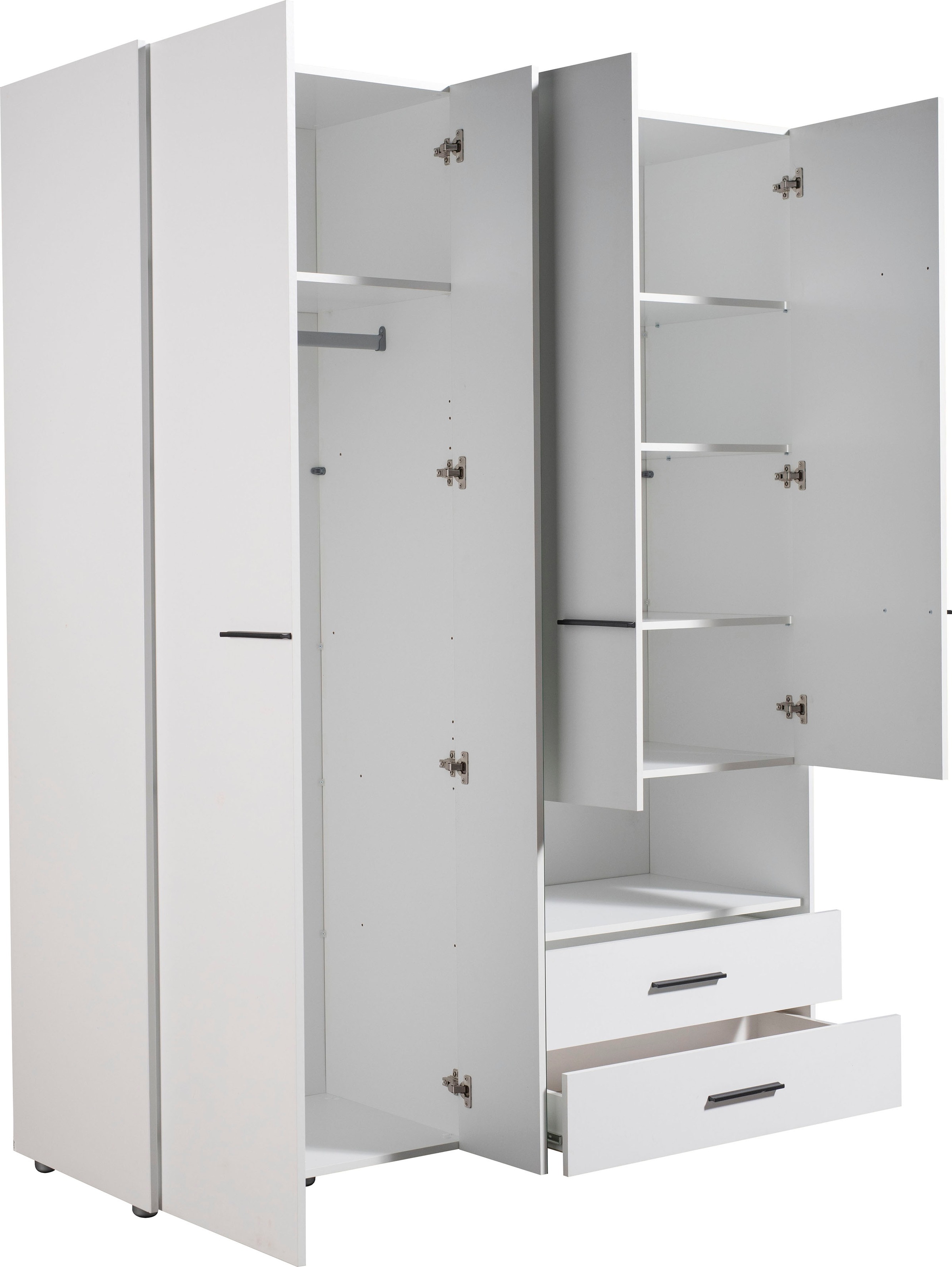 INOSIGN Kleiderschrank »Leon, FSC® -zertifiziertem Holzwerkstoff«, mit Spiegel, Innenausstattung und 2 Schubladen, 127,5x55x205,5cm