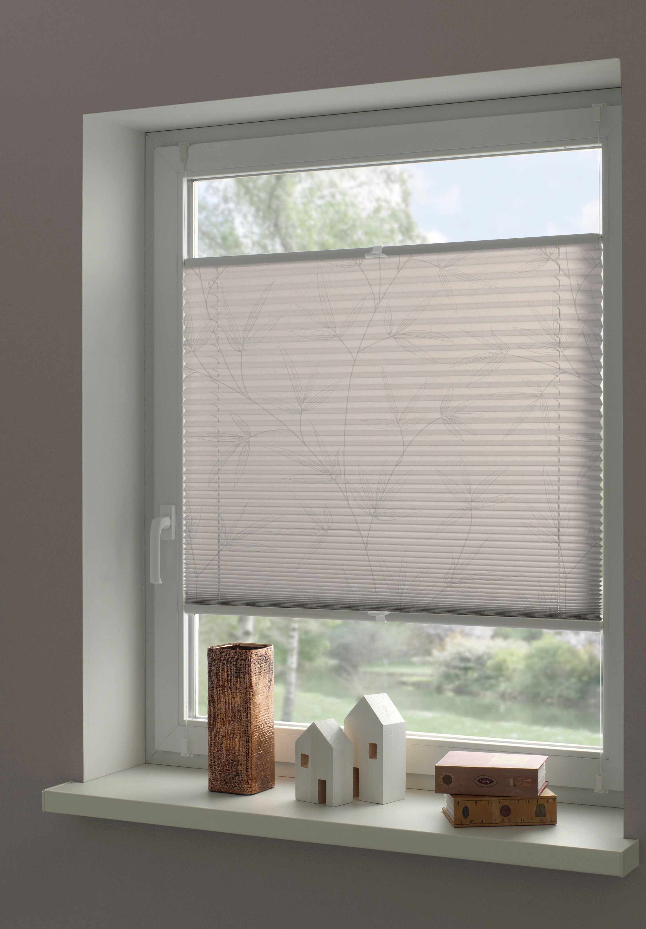 OTTO home Plissee »Dekor Bamboo Moonbeam grau« blickdicht ohne Bohren versp günstig online kaufen