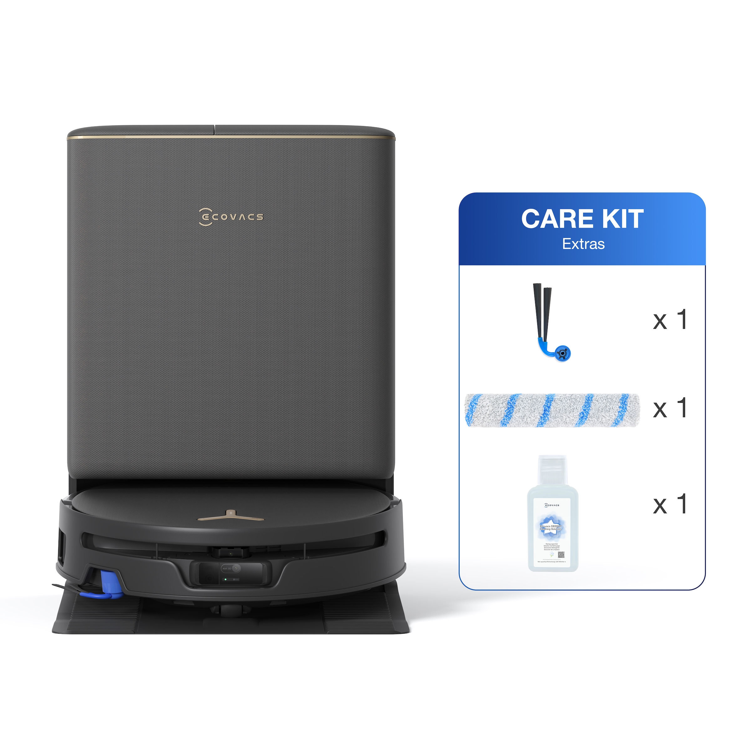 ECOVACS Nass-Trocken-Saugroboter »DEEBOT T90S PRO OMNI Care Kit« 40.000 Pa + 16,45 L/s Luftstrom, Wischwalze, All-in-One Station