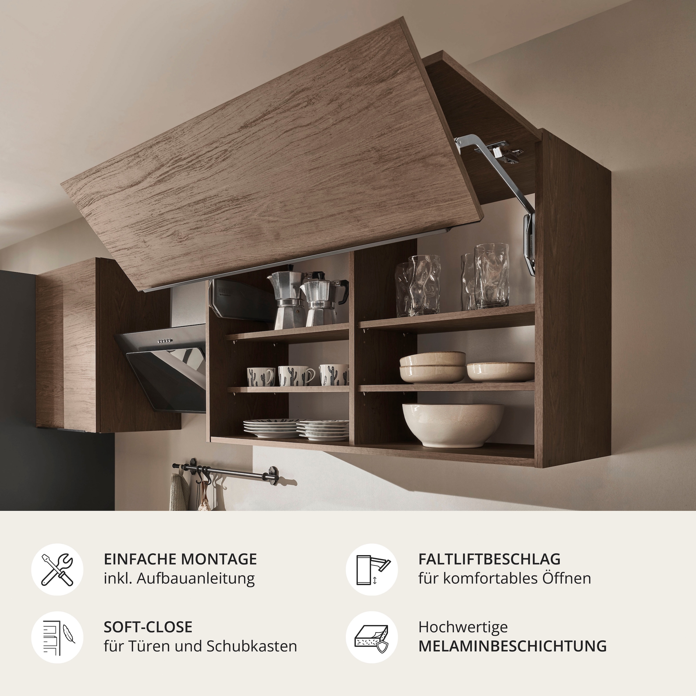 KOCHSTATION Küchenzeile »Cocco B/H/T 280x211x60 cm« Breite 280 cm, wahlweise mit E-Geräten und Induktion