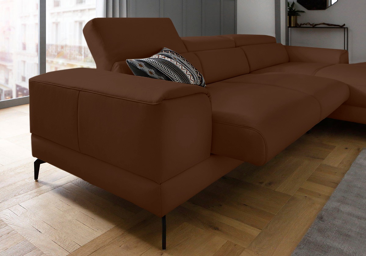 W.SCHILLIG Ecksofa »piedroo, Designsofa mit tollem Sitzkomfort, L-Form«, Kopfteilverstellung, wahlweise mit Sitztiefenverstellung, Breite 303cm