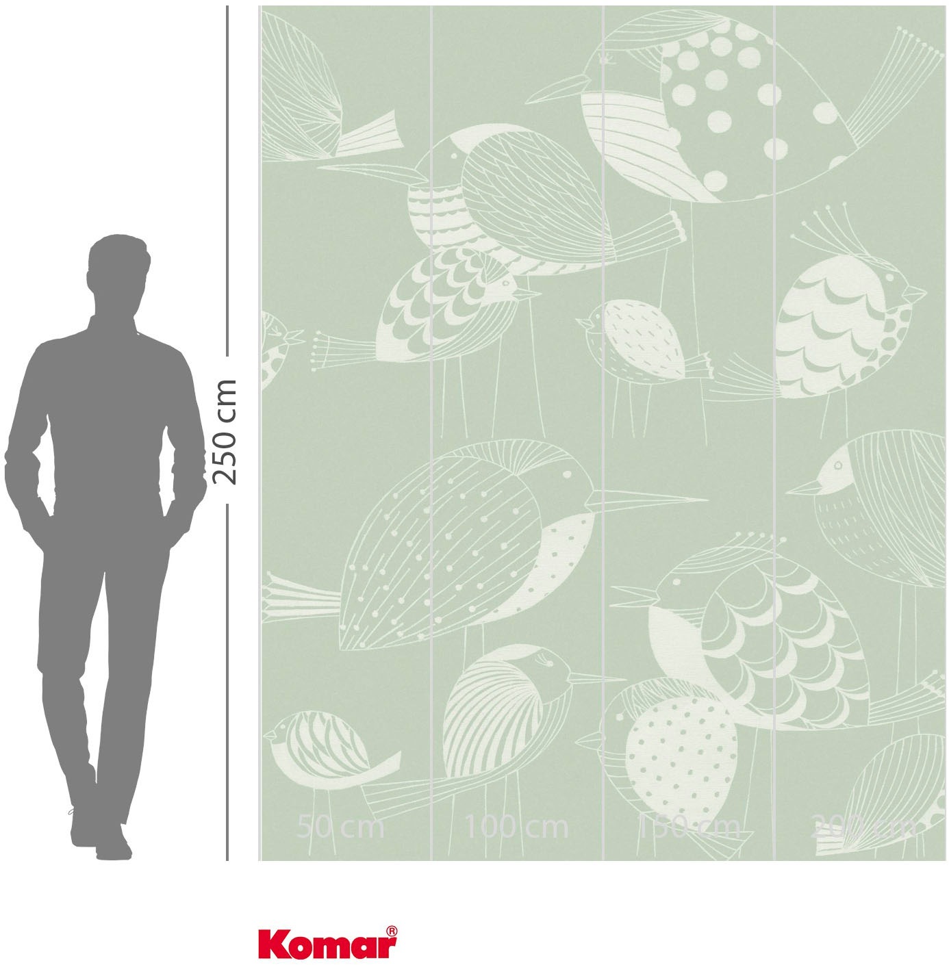 Komar Fototapete »Digitaldruck Vlies Fototapete - Naive Birds - Größe 200 x 250 cm« Motiv | bedruckt glatt