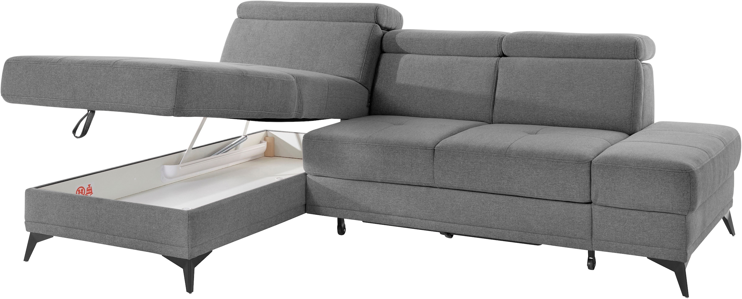 INOSIGN Ecksofa »Cardiz L-Form«, inkl.Kopfteilverstellung und Federkern wahlweise mit Bettfunktion