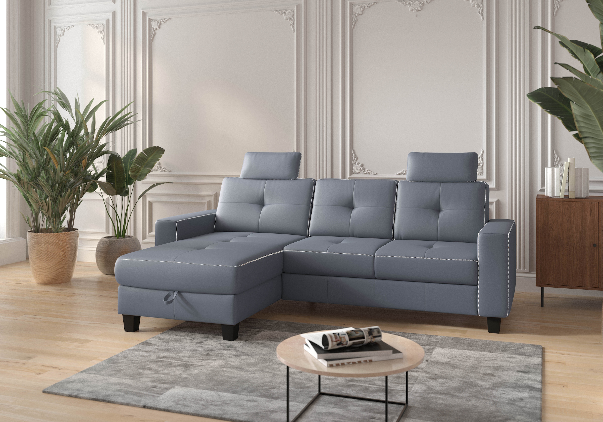 Places of Style Ecksofa »Varese«, wahlweise mit Bettfunktion und Bettkasten