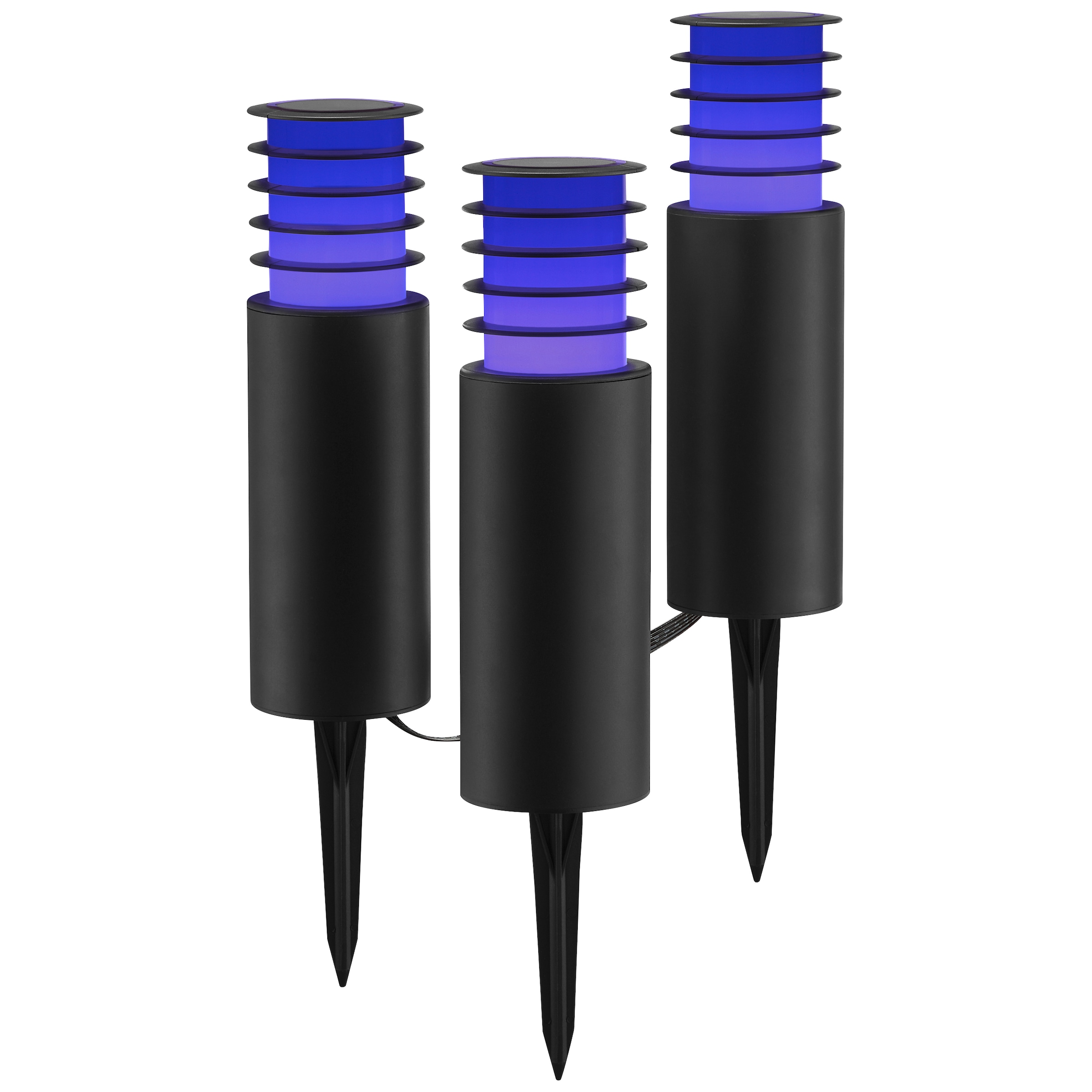 Brilliant LED Gartenleuchte »Carosu« LED-Modul 3 Stk. warmweiß - kaltweiß LED Gartenspieß 3er Set, dimmbar, RGB, CCT, IP44, App steuerbar