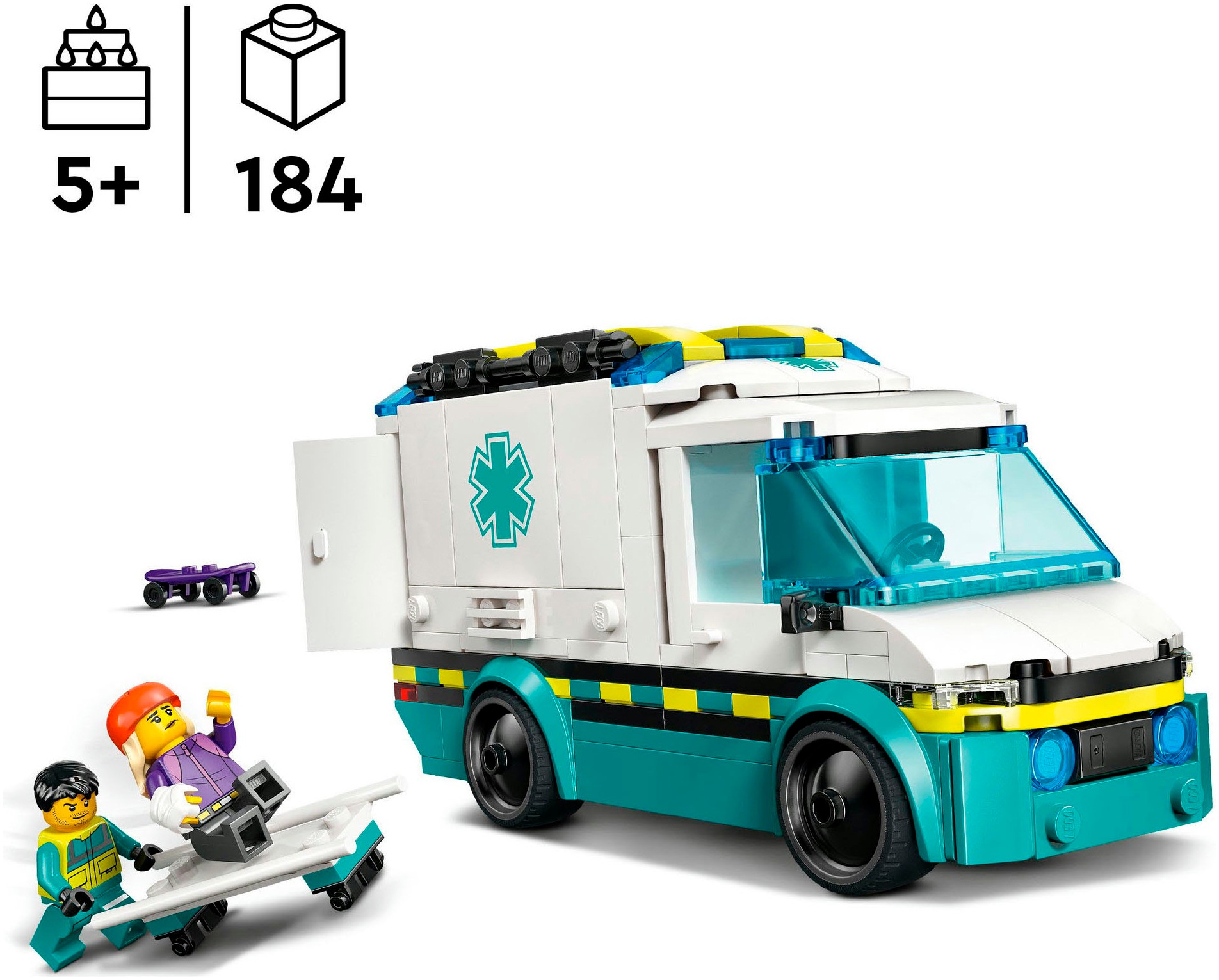 LEGO® Konstruktionsspielsteine »Rettungswagen (60451), LEGO City«, (184 St.), Made in Europe