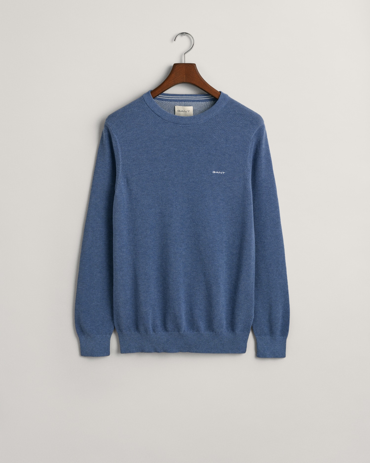Gant Rundhalspullover »COTTON PIQUE C-NECK«, mit Logostickerei auf der Brust