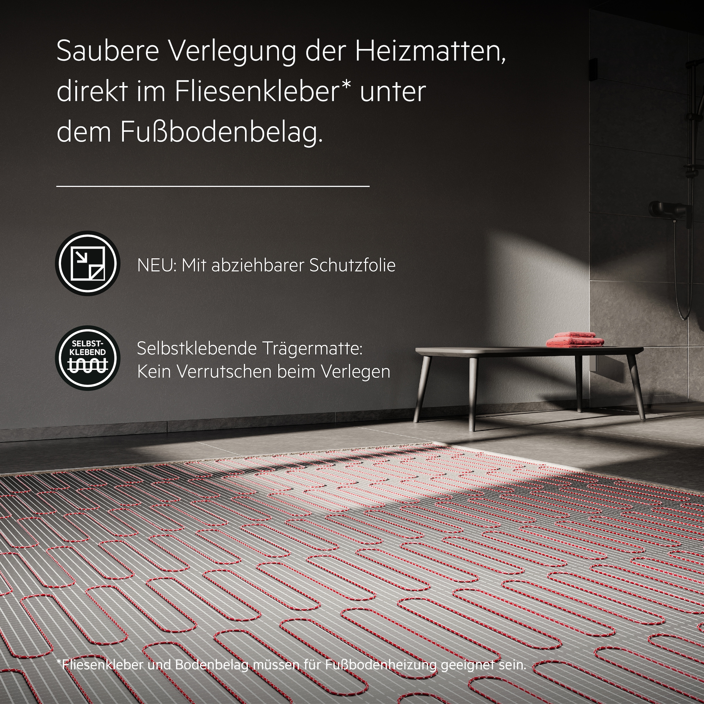 AEG Haustechnik Fußbodenheizung »Turbo Thermo Boden »TBS TC 200/2.5 Set Plus«« Elektrische Fußbodenheizung, Komplettset 2,5 m², 200 W/m²