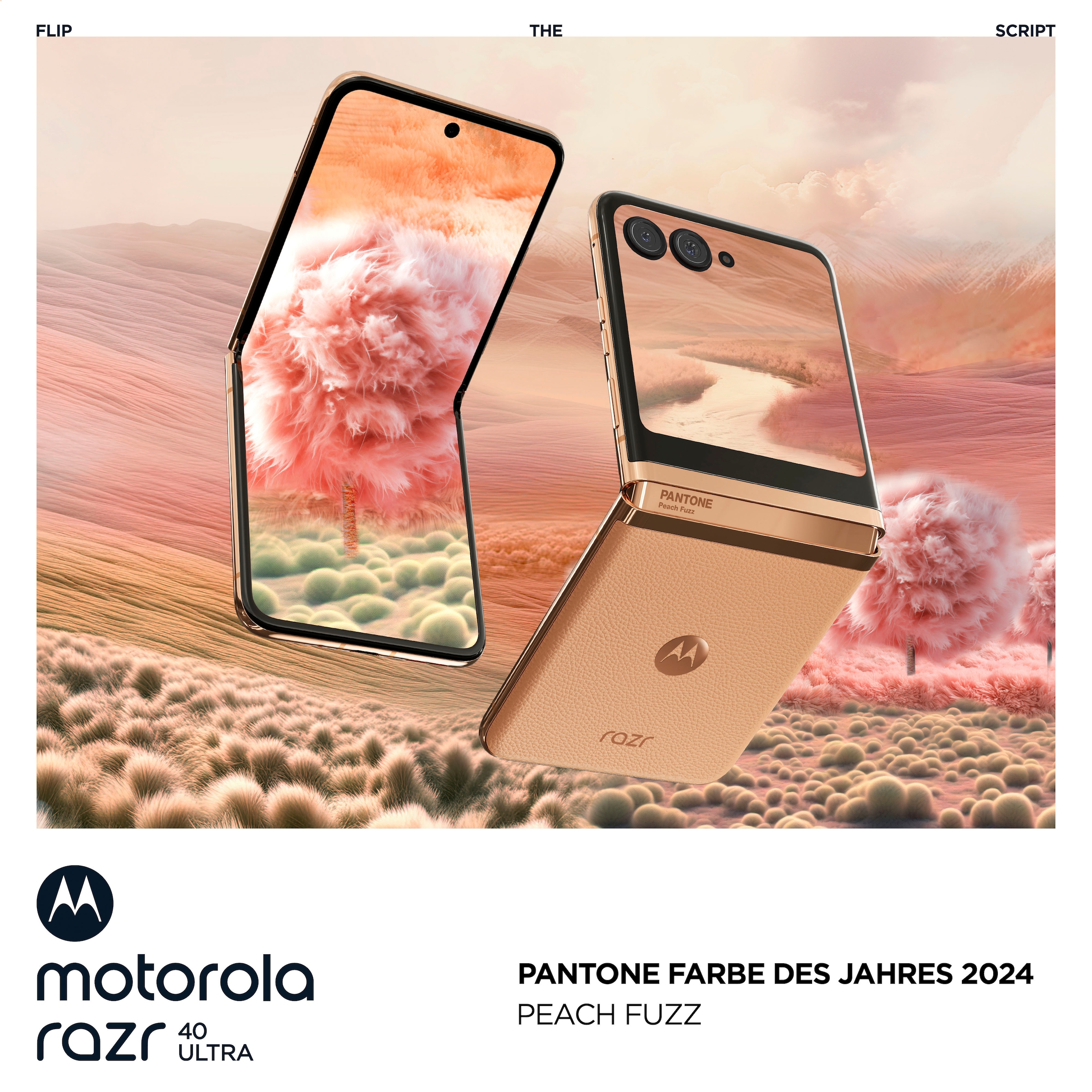 Motorola Smartphone »Motorola razr40 ultra«, Peach Fuzz, 17,52 cm/6,9 Zoll, 256 GB Speicherplatz, 12 MP Kamera