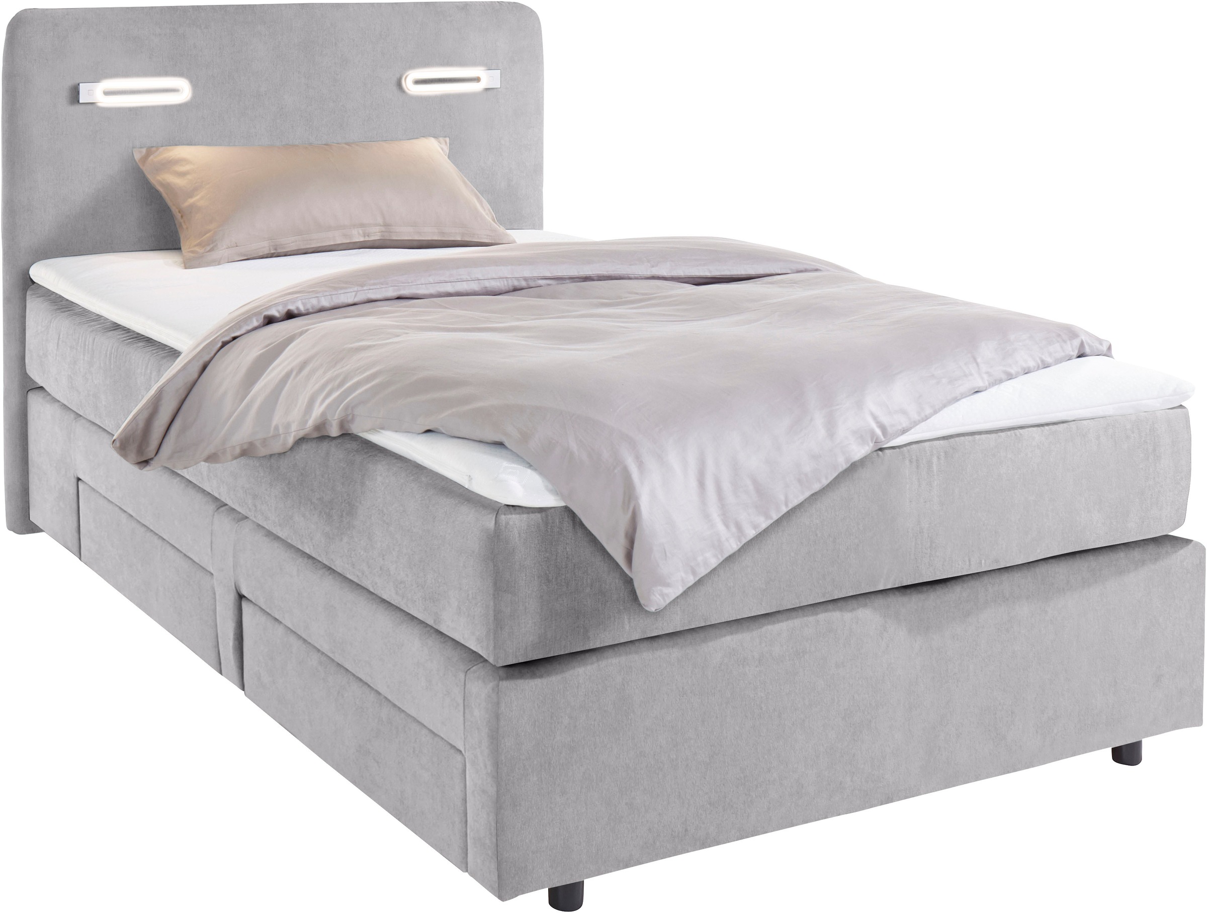 INOSIGN Boxbett »Luan«, Schubkästen, LED-Beleuchtung und Topper, in Breite 120 cm und 180 cm