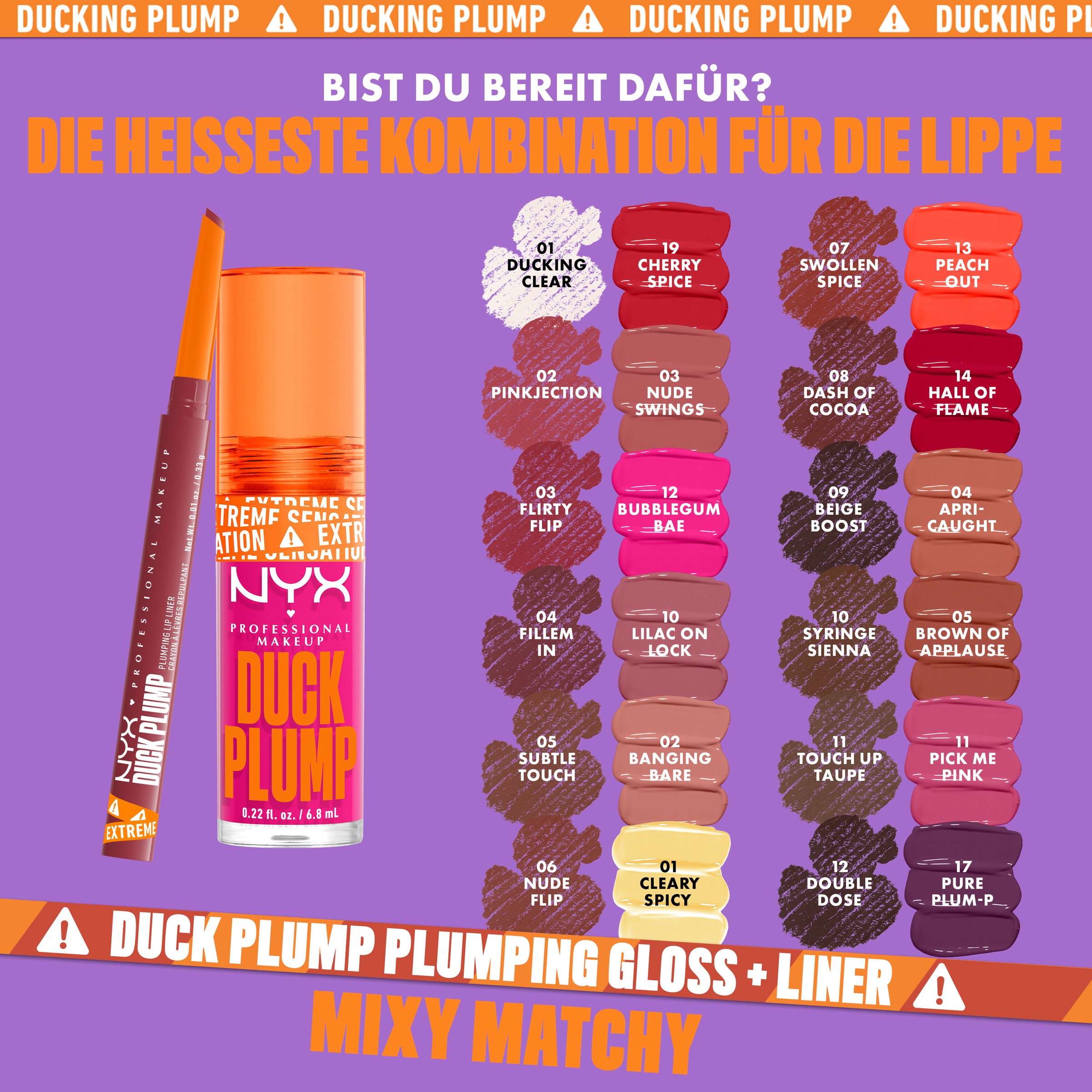NYX Lippenstift »Professional Makeup Duck Plump Plumping Lip Liner Lippenkonturenstift«, Transparent, polstert die Lippen natürlich auf, angeschrägte Spitze.