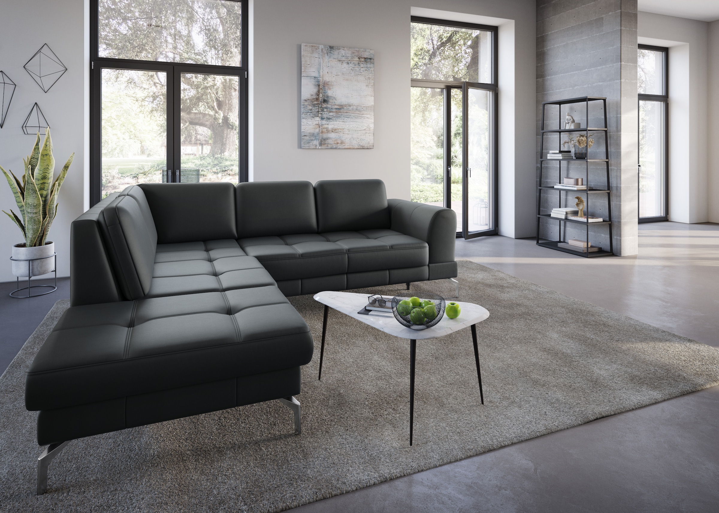 sit&more Ecksofa »Bendigo L-Form«, inklusive Sitztiefenverstellung, Bodenfreiheit 15 cm, in 2 Fußfarben