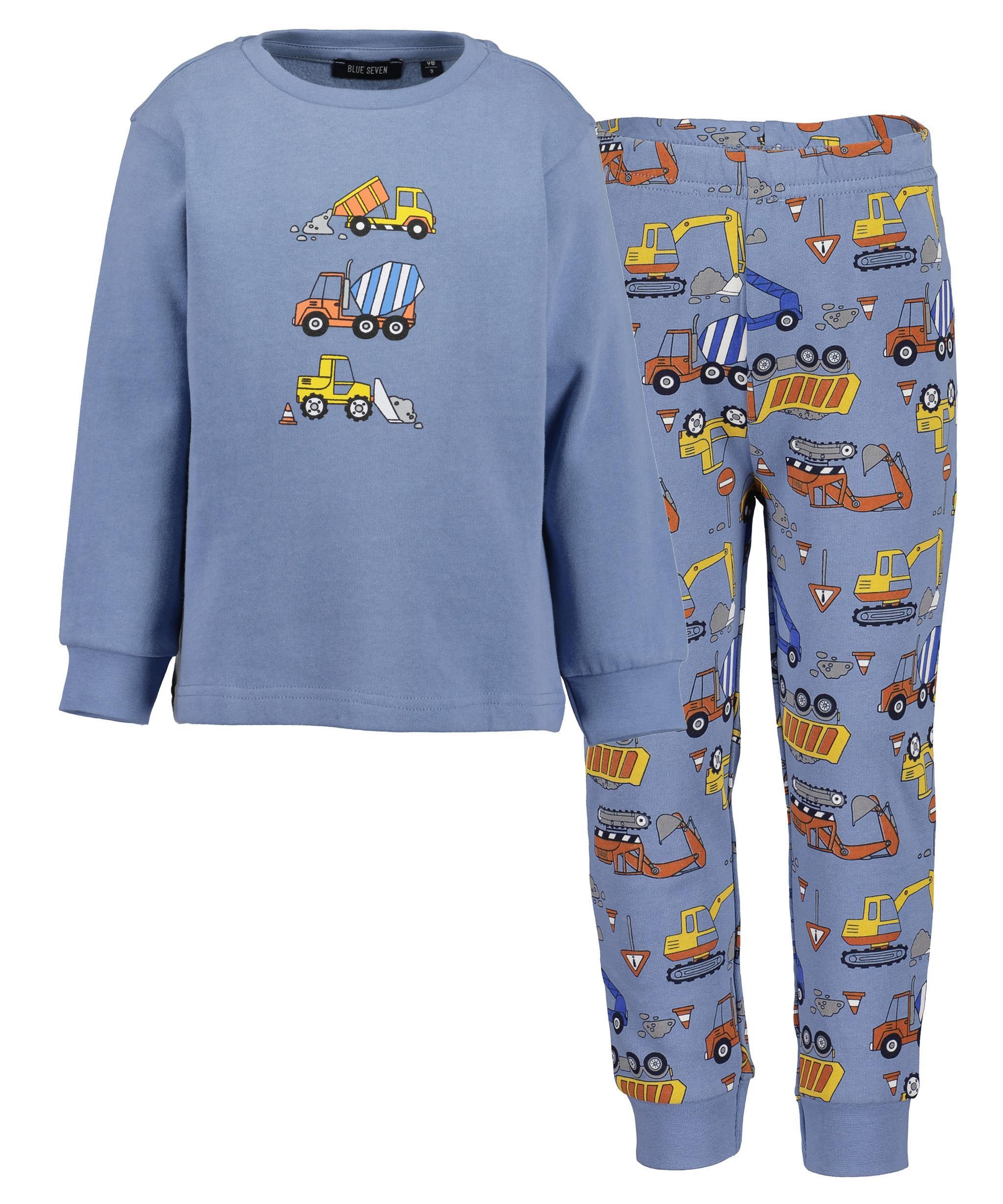 BLUE SEVEN Pyjamaoberteil »Pyjama« 2 Stk. tlg. 524 - BLAU 128/134 128/134 Pyjama mit Baufahrzeugen für Jungen