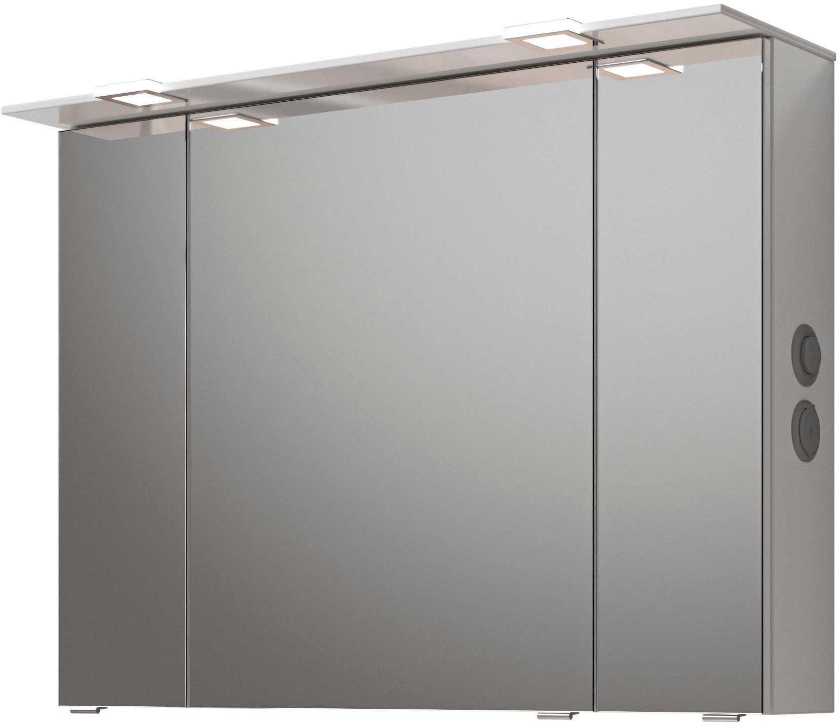 Saphir Badmöbel-Set »Serie 6025 2-teilig Mineralmarmor-Waschtisch mit LED-Spiegelschrank«, (2 St.), Waschplatz 97 cm breit, 2 Schubladen, 3 Spiegel-Türen, inkl Türdämpfer