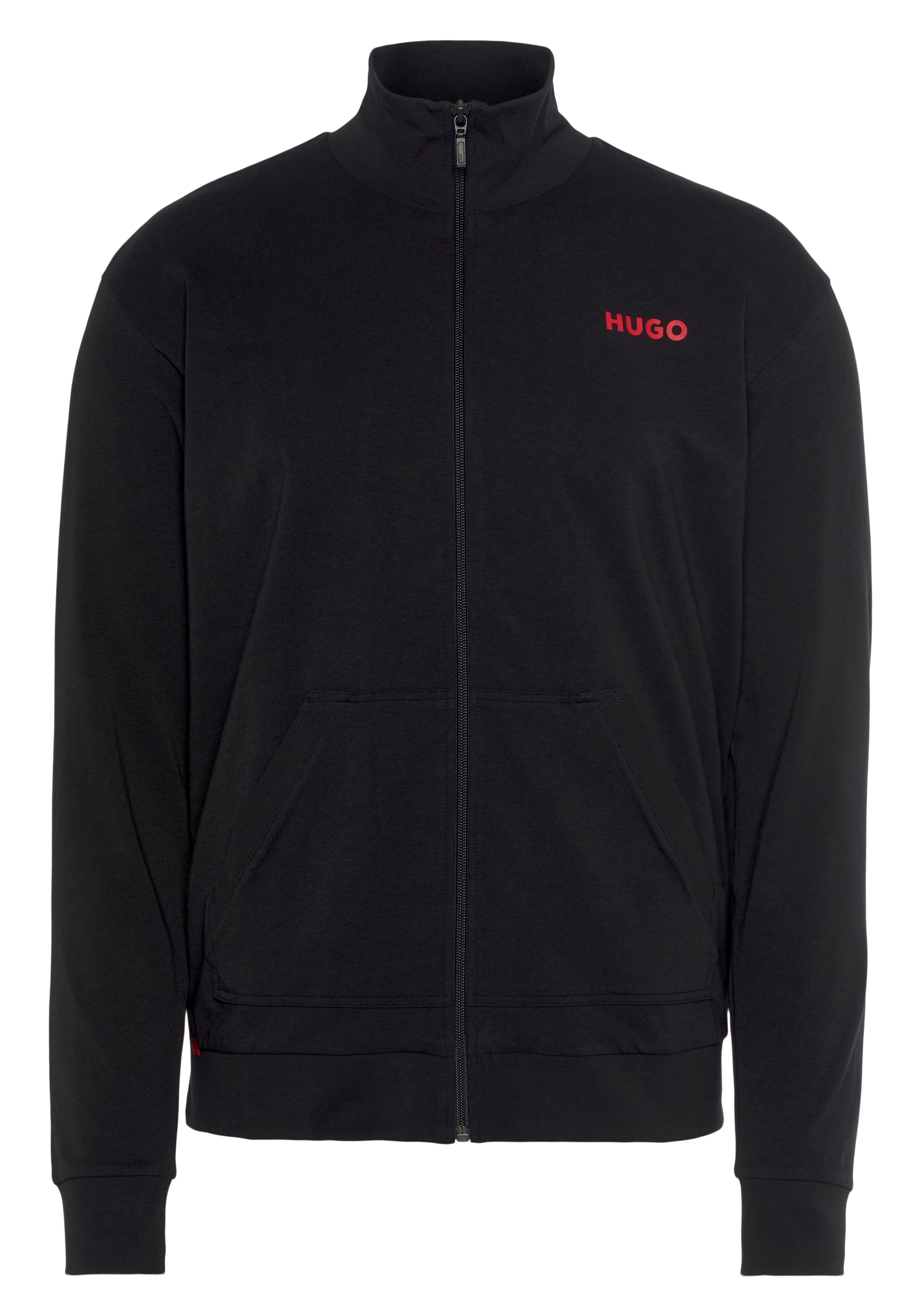 Sweatjacke „Linked Jacket Zip“, mit Logo auf der Brust, Gr. M (50), Black