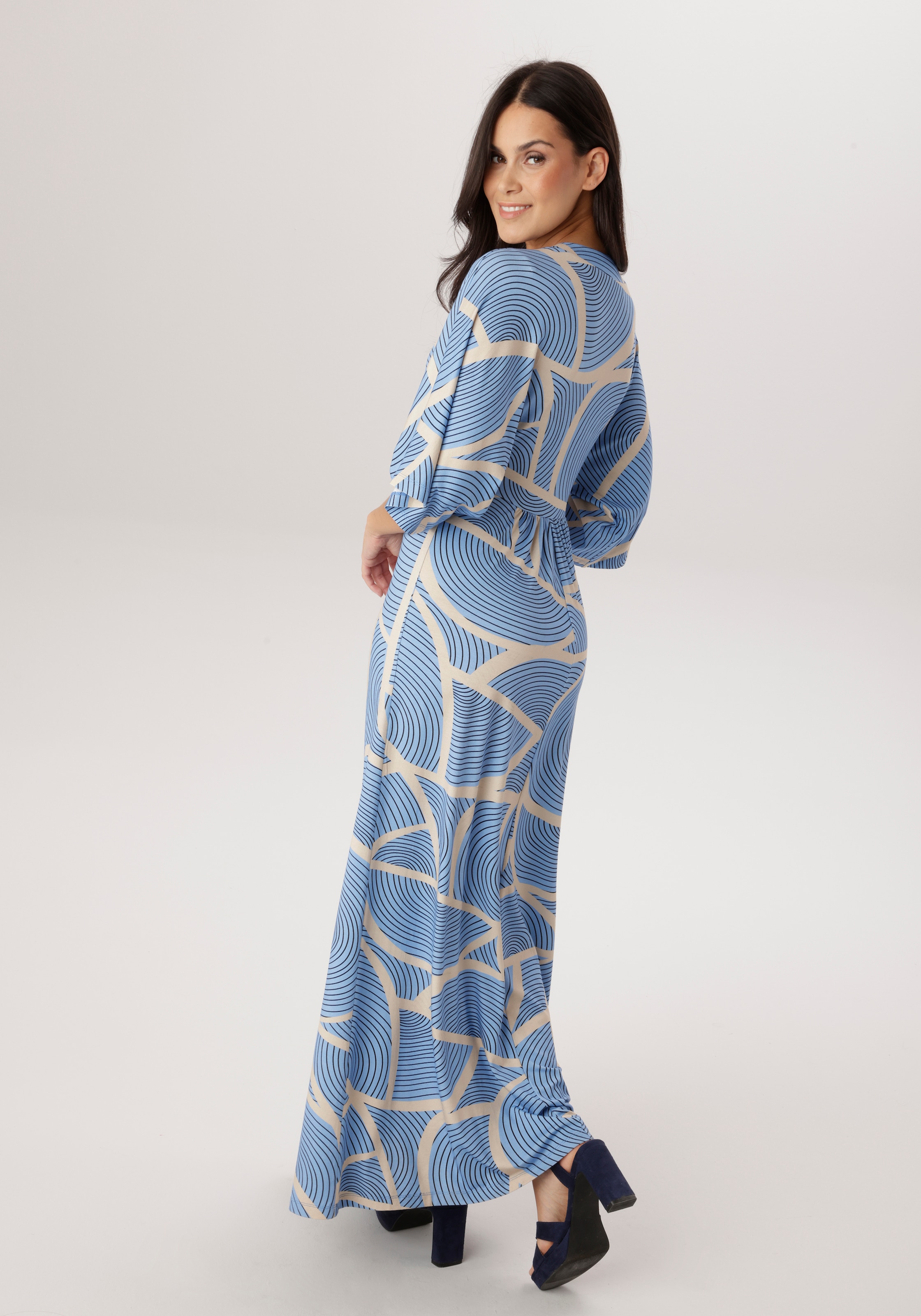 Aniston SELECTED Maxikleid mit weiten, 3/4-langen Ärmeln - NEUE KOLLEKTION