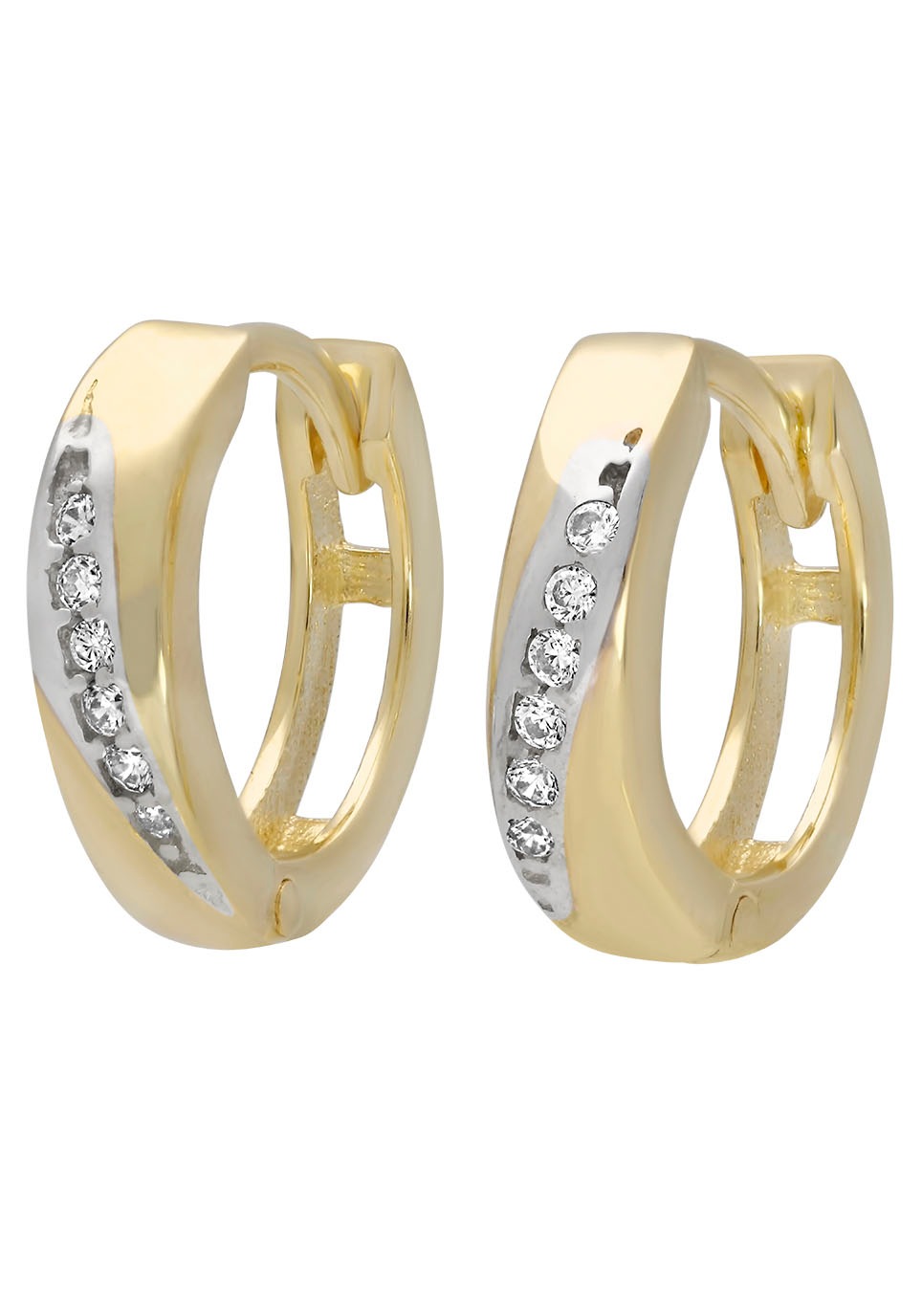 Firetti Paar Creolen »Schmuck Geschenk Gold 333 Ohrschmuck Gold bicolor glitzernd«, mit Zirkonia (synth.)