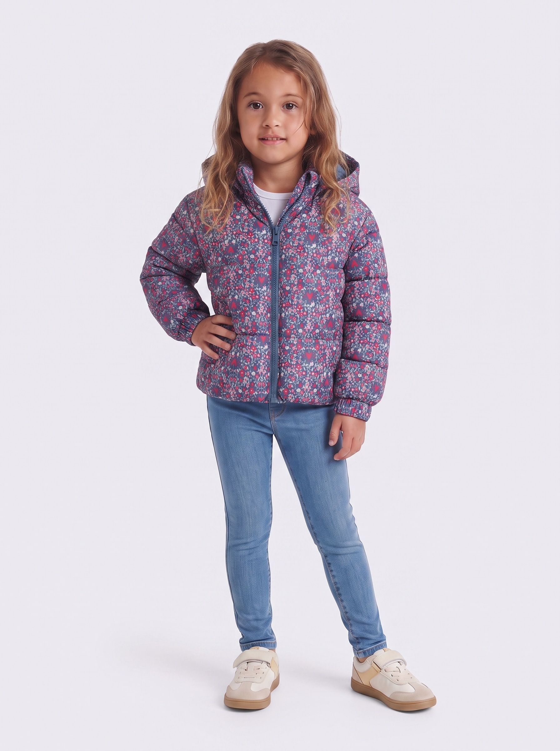 KIDS ONLY Steppjacke »KMGDALIA SHORT PUF AOP JACKET OTW NOOS« mit Kapuze Polyester