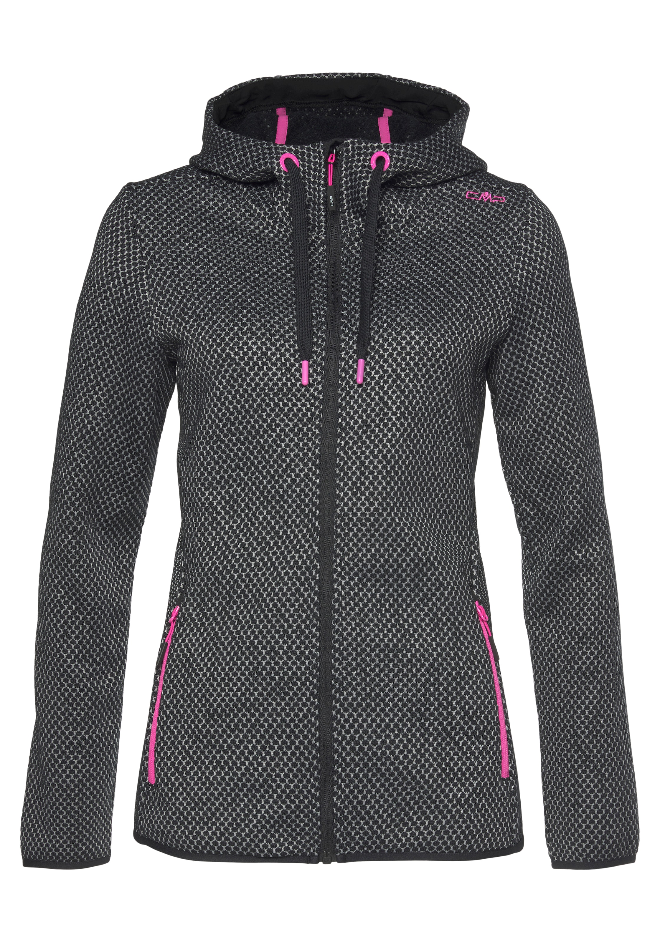 CMP Strickfleecejacke, mit Kapuze, Wärmend & windabweisend & Atmungsaktiv