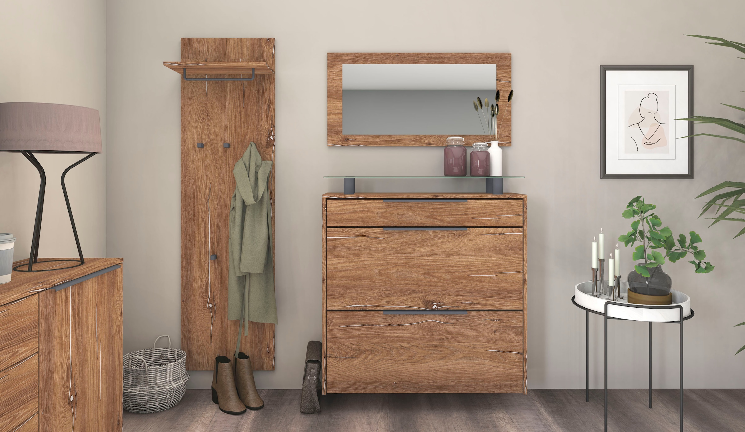 borchardt Möbel Garderoben-Set »Tom«, (3 St.), Schuhschrank hängend