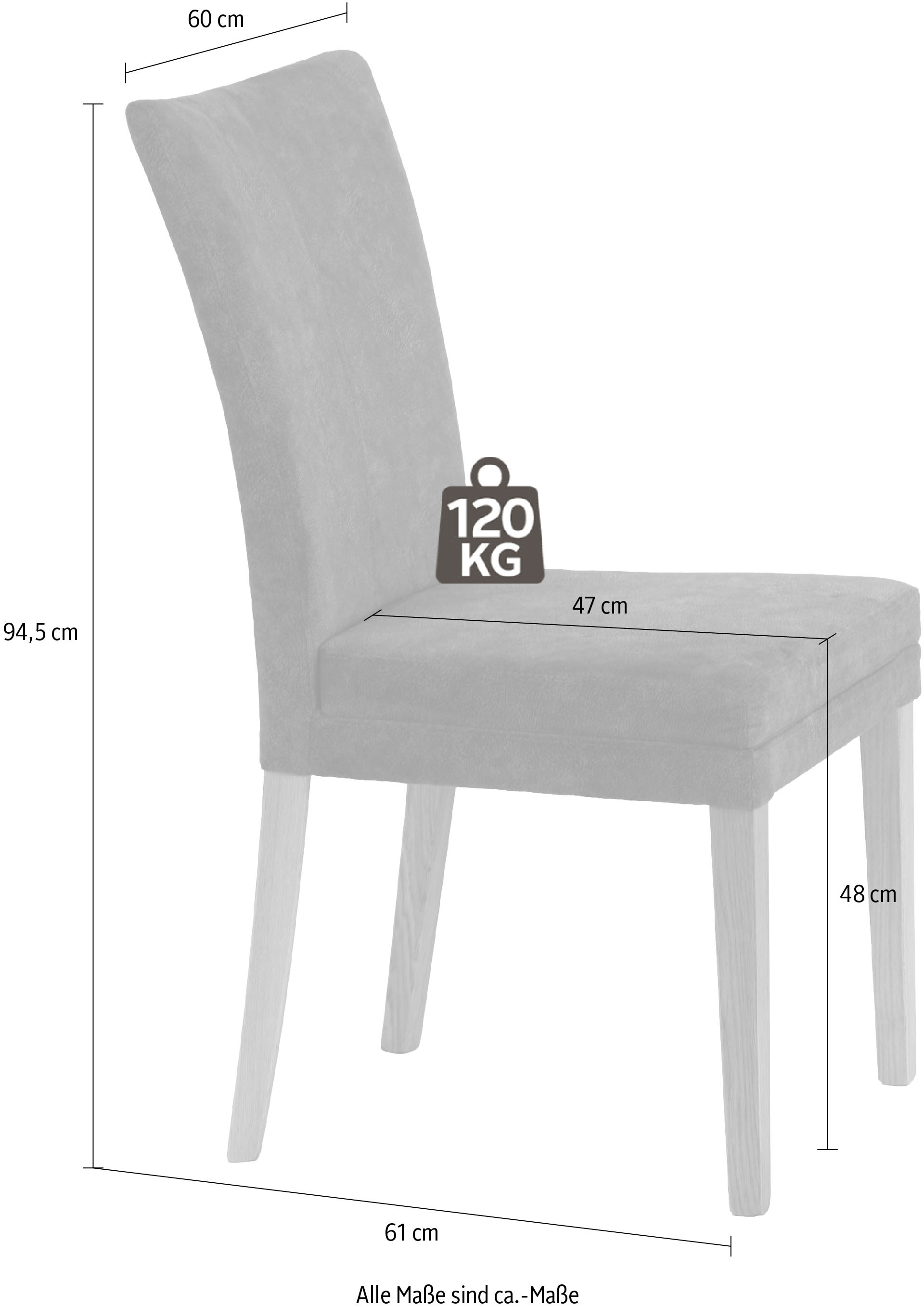 Home affaire 4-Fußstuhl »Aspen«, (Set), 2 St., Softstruktur, Beine aus massiver Buche, wengefarben lackiert