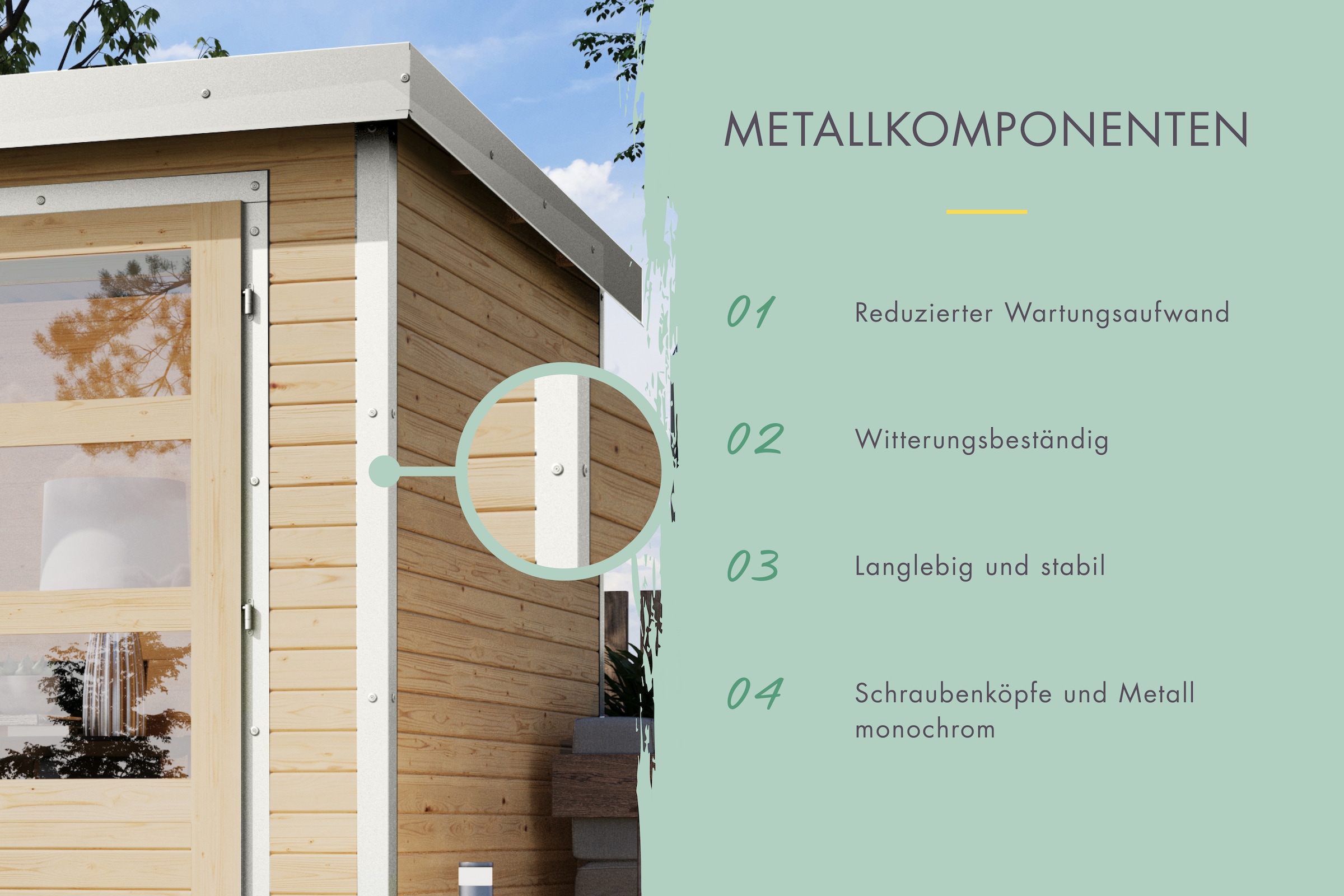 Karibu Gartenhaus »Jupiter 4«, in verschiedenen Farben, mit Anbaudach 2,35 m breit