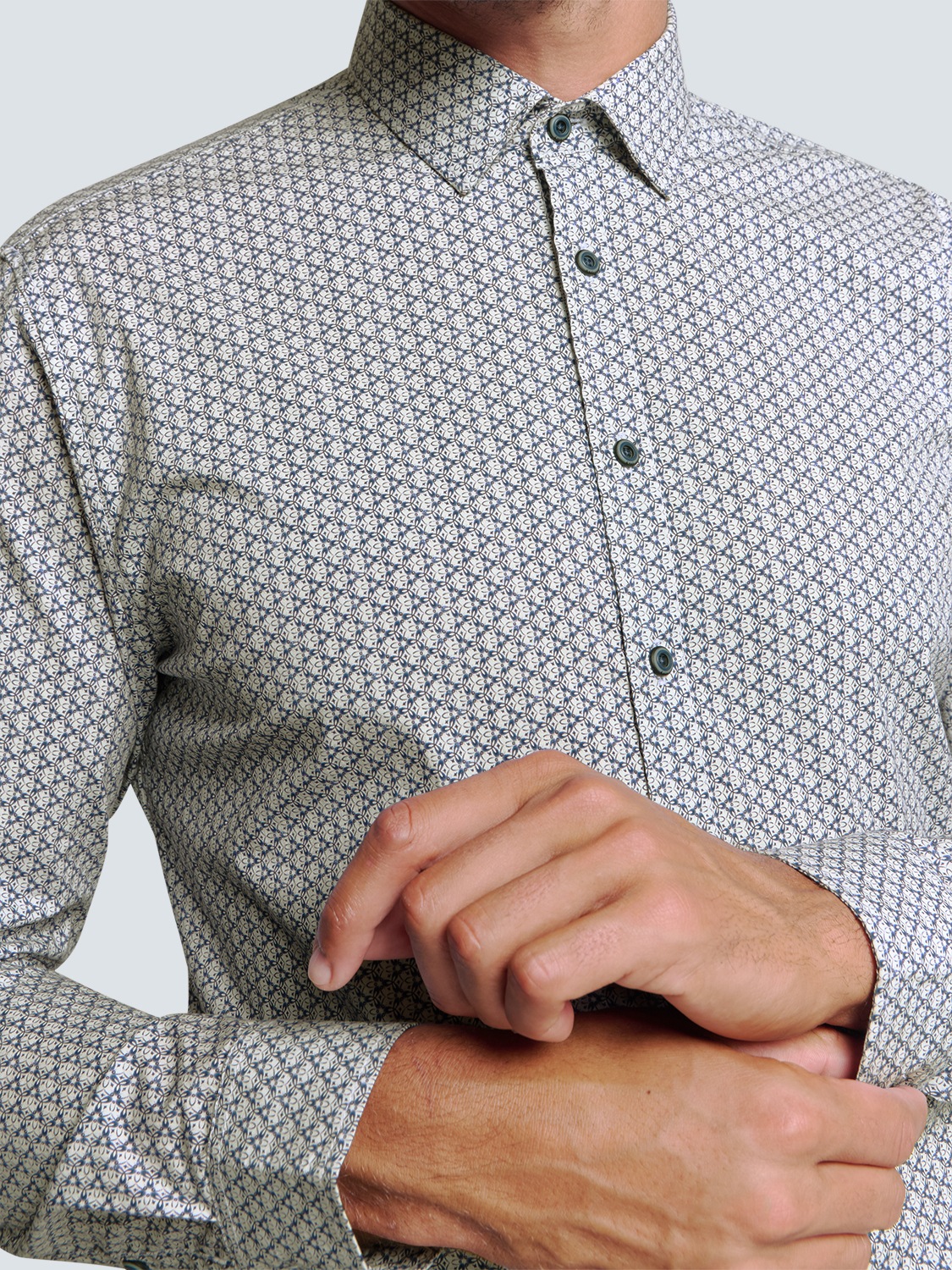 NO EXCESS Langarmhemd »No Excess Bedrucktes Stretch-Hemd«