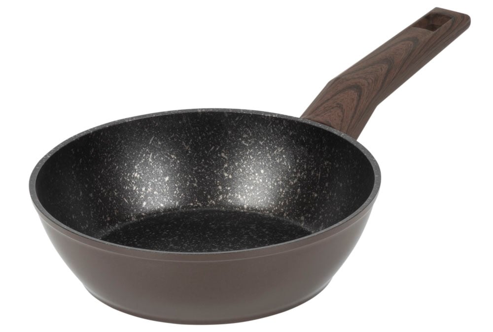 RESTO Kitchenware Bratpfanne »Carina, tiefe Schmorpfanne mit holzähnlichem Soft-Touch-Griff«, Aluminium, (1 tlg.), mit Marmor-Antihaftbeschichtung, 4-lagig, für alle Herdarten geeignet