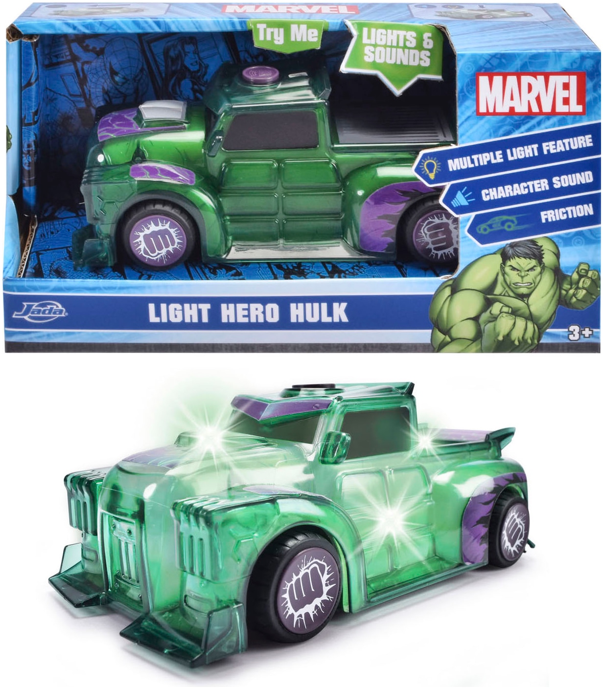 Dickie Toys Spielzeug-Auto »Marvel Light Hero Hulk 1:32«, mit Licht und Sound