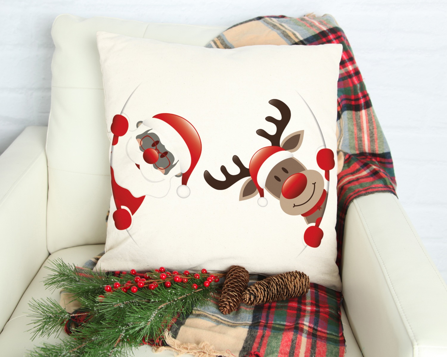 queence Dekokissen »Santa«, Kissenhülle,Weihnachtsmann,Rentier,Weihnachten,Festlich,Winterlich