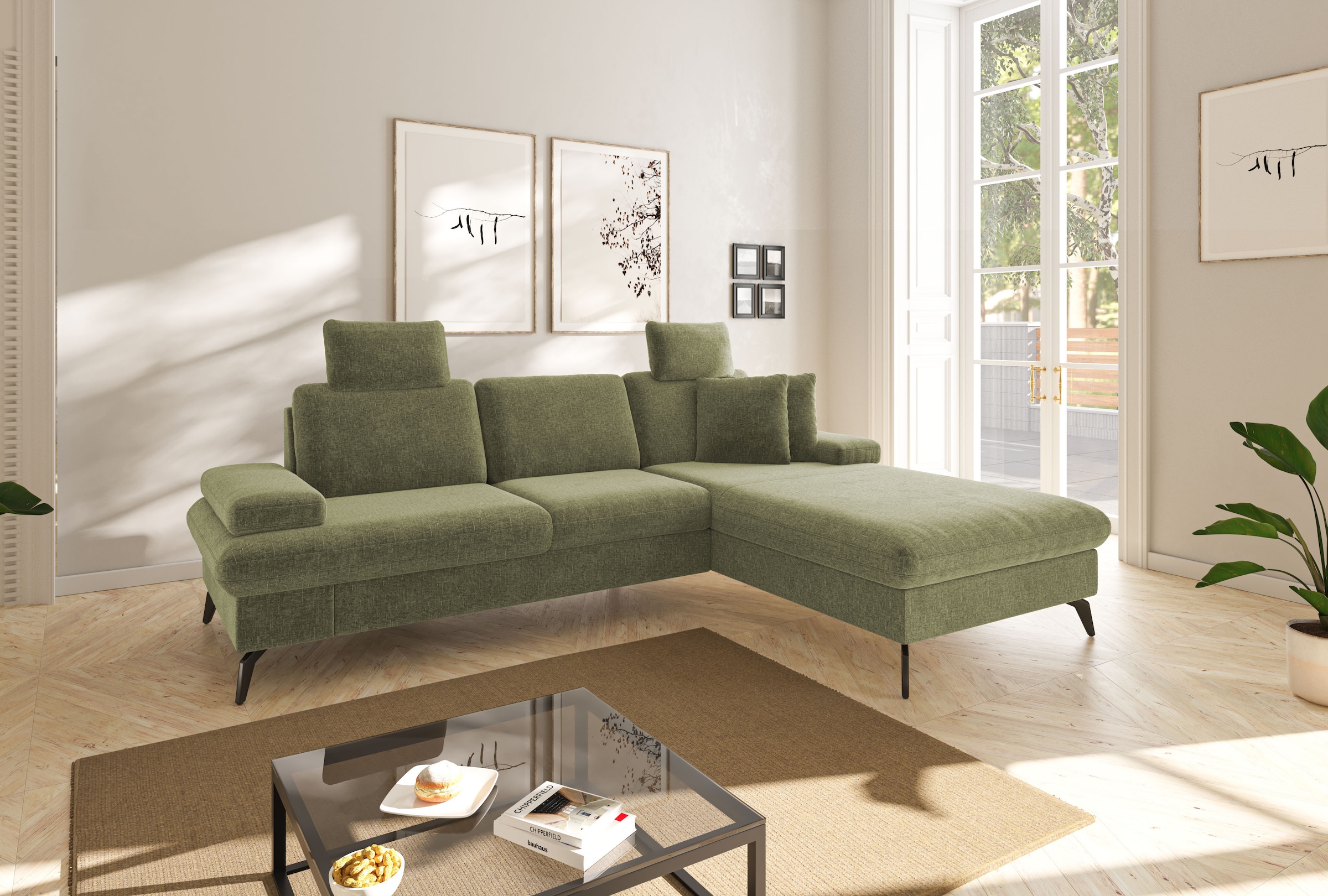 sit&more Ecksofa »Morris Jubi L-Form«, inkl. Armteilfunktion und 1 Zierkissen, wahlweise mit Bettfunktion