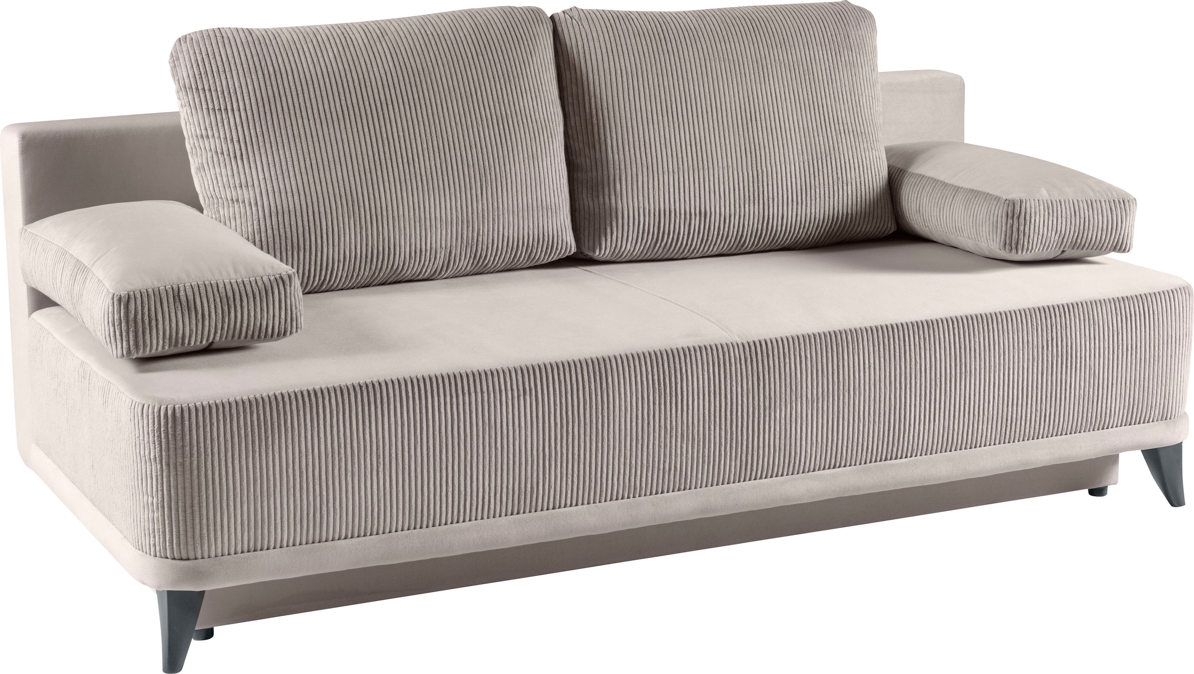 WERK2 Schlafsofa »Rosso Breite 202 modern & bequem, Federkern, Bettkasten, Bettfunktion« Cord, Schlaffunktion, Bettkasten