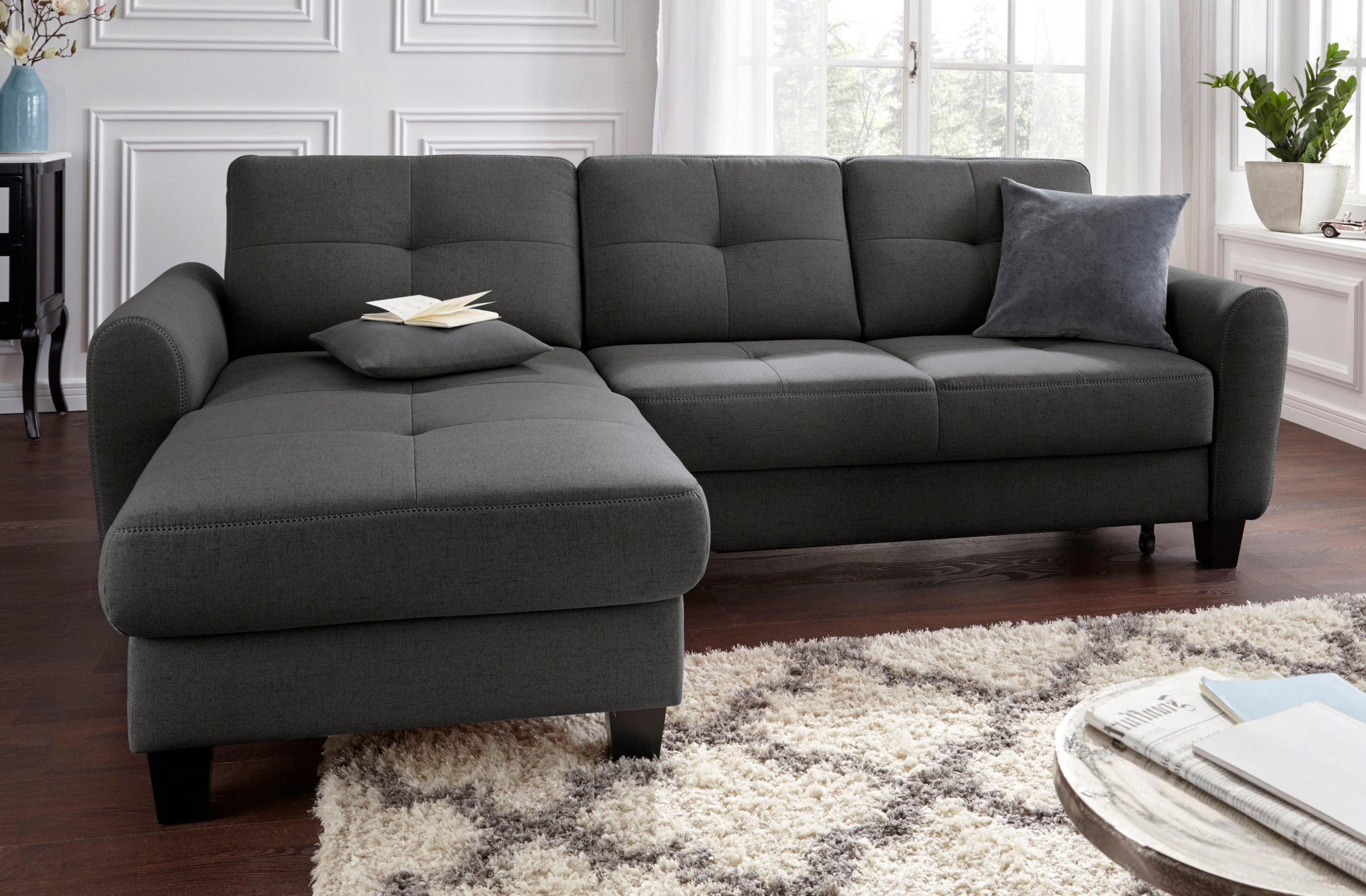 sit&more Ecksofa »Varese L-Form«, mit Federkern, wahlweise mit Bettfunktion günstig online kaufen