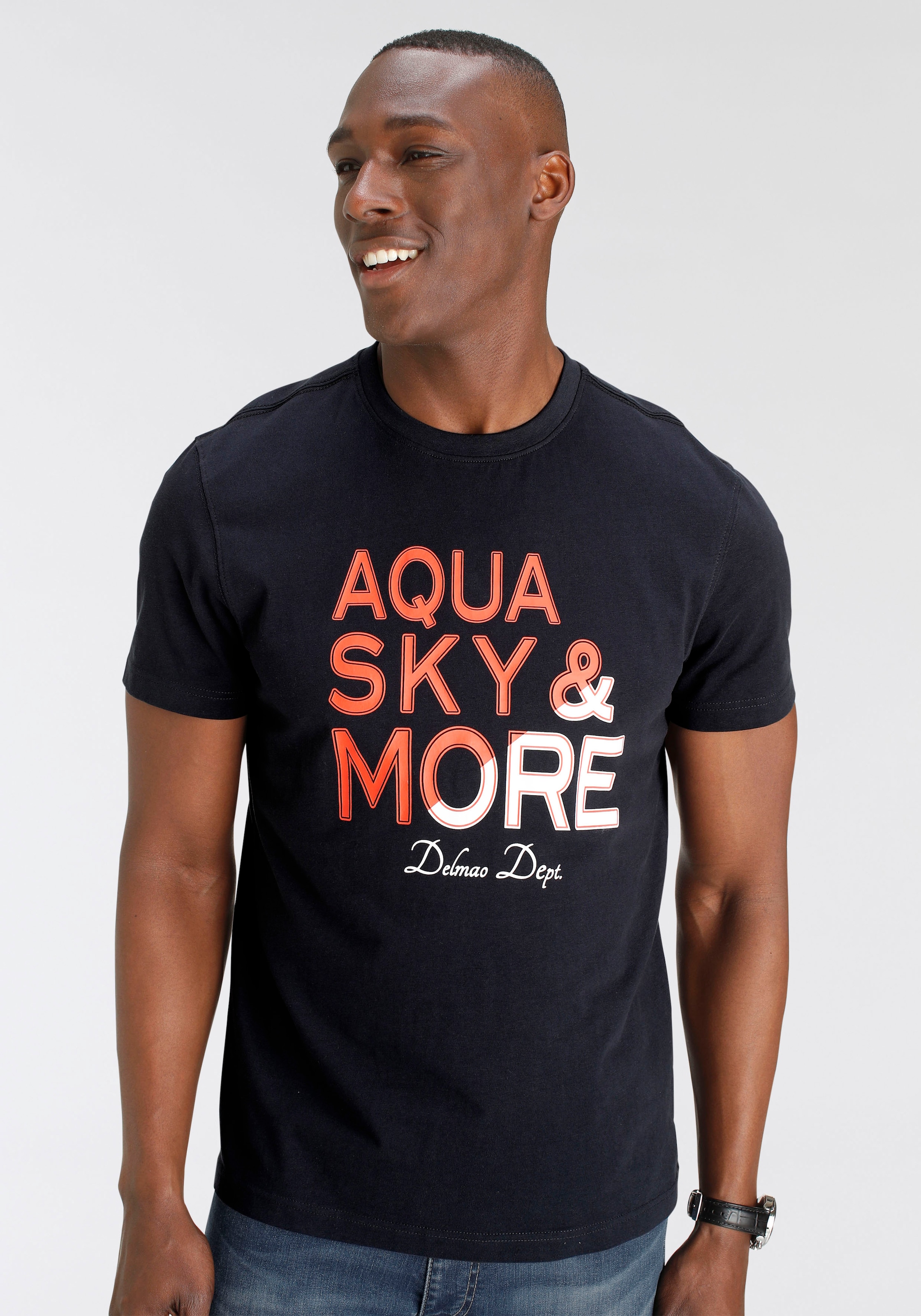 DELMAO T-Shirt Kurzarm,  bedruckt,  Rundhals,  aus Baumwolle