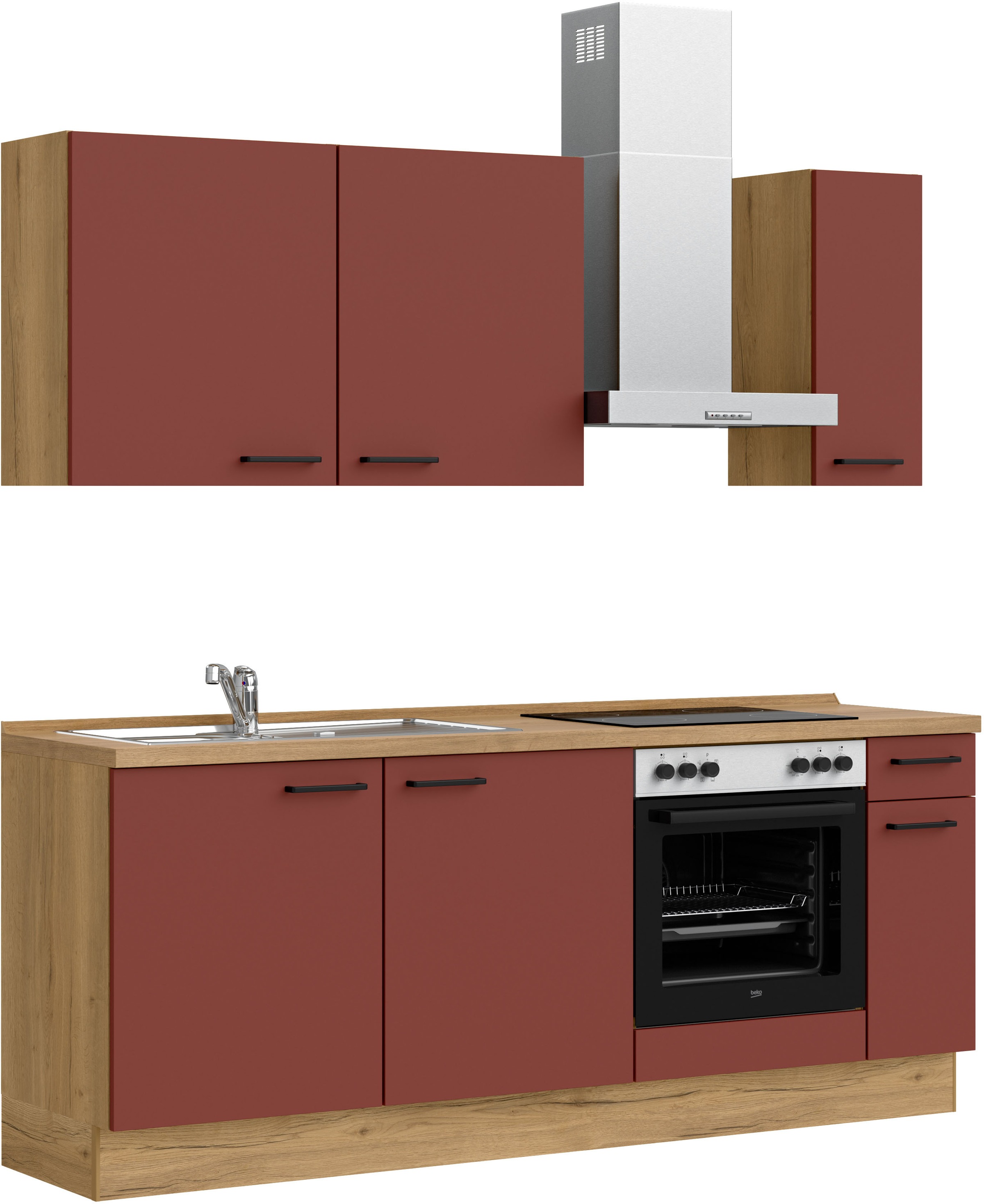 nobilia® Küchenzeile »"Easytouch I"«, vormontiert, Ausrichtung wählbar, Breite 210 cm, wahlw. mit E-Geräten