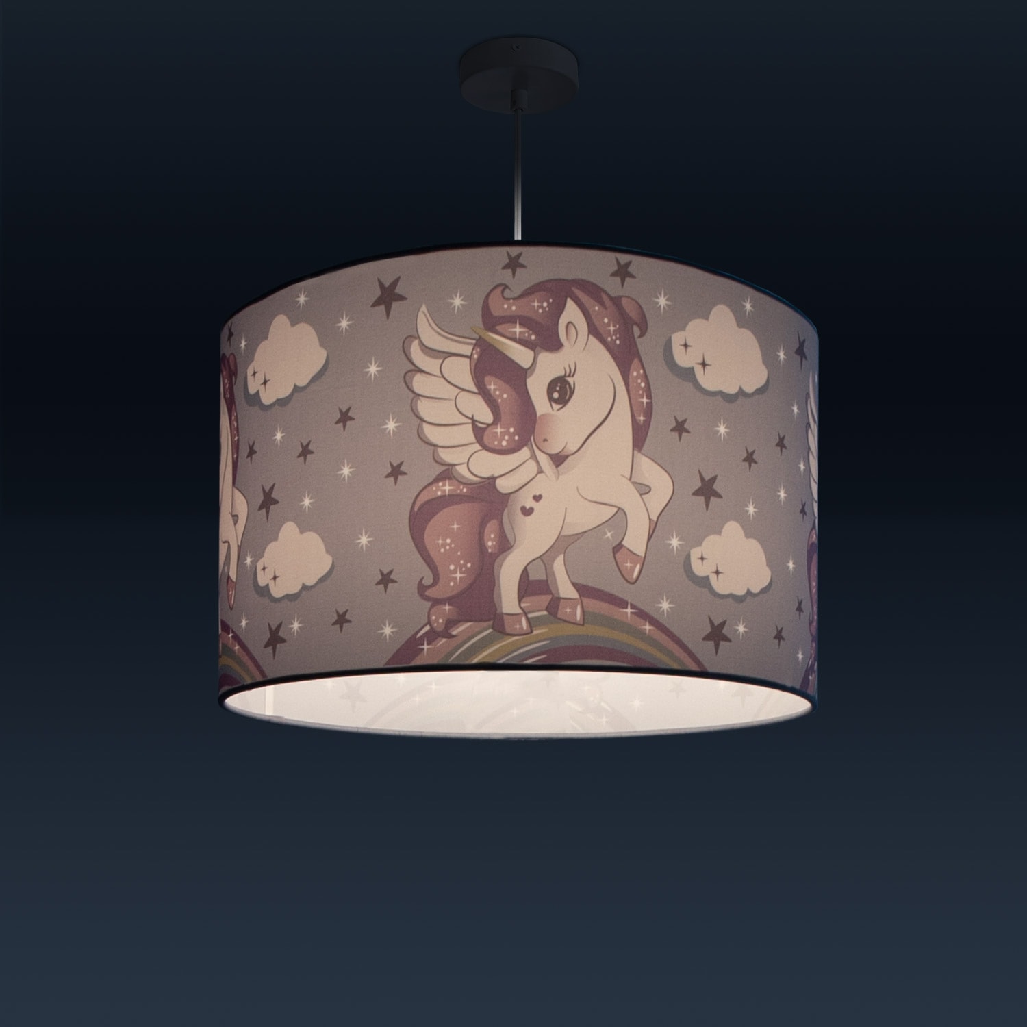 Paco Home Pendelleuchte »Cosmo 213«, 1 flammig, Leuchtmittel E27 | ohne Leuchtmittel, Kinderlampe Deckenlampe LED Kinderzimmer Lampe Mit Einhorn, E27