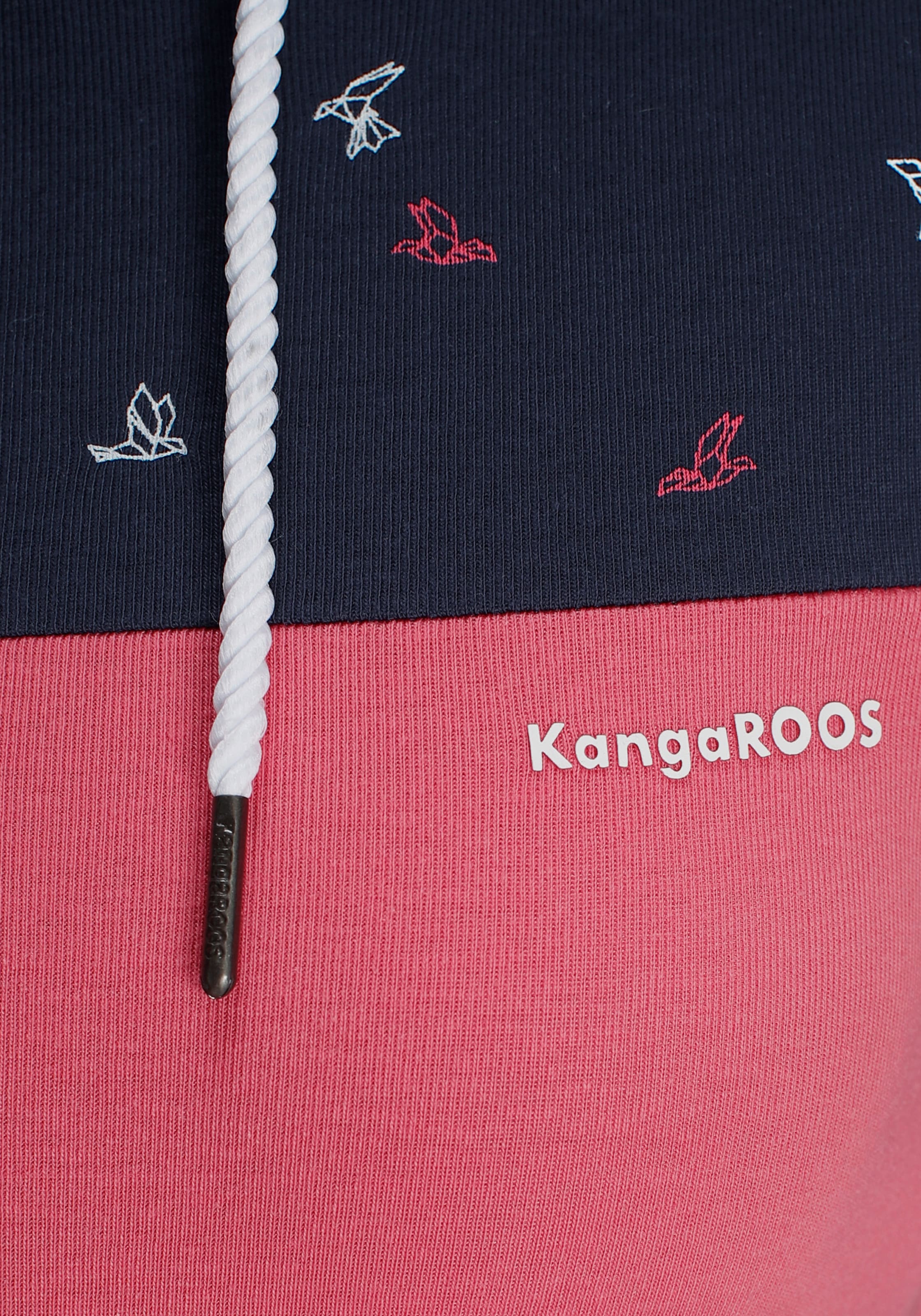 KangaROOS Kapuzenshirt, Langarm, hüftbedeckender Schnitt, Colourblocking-Optik