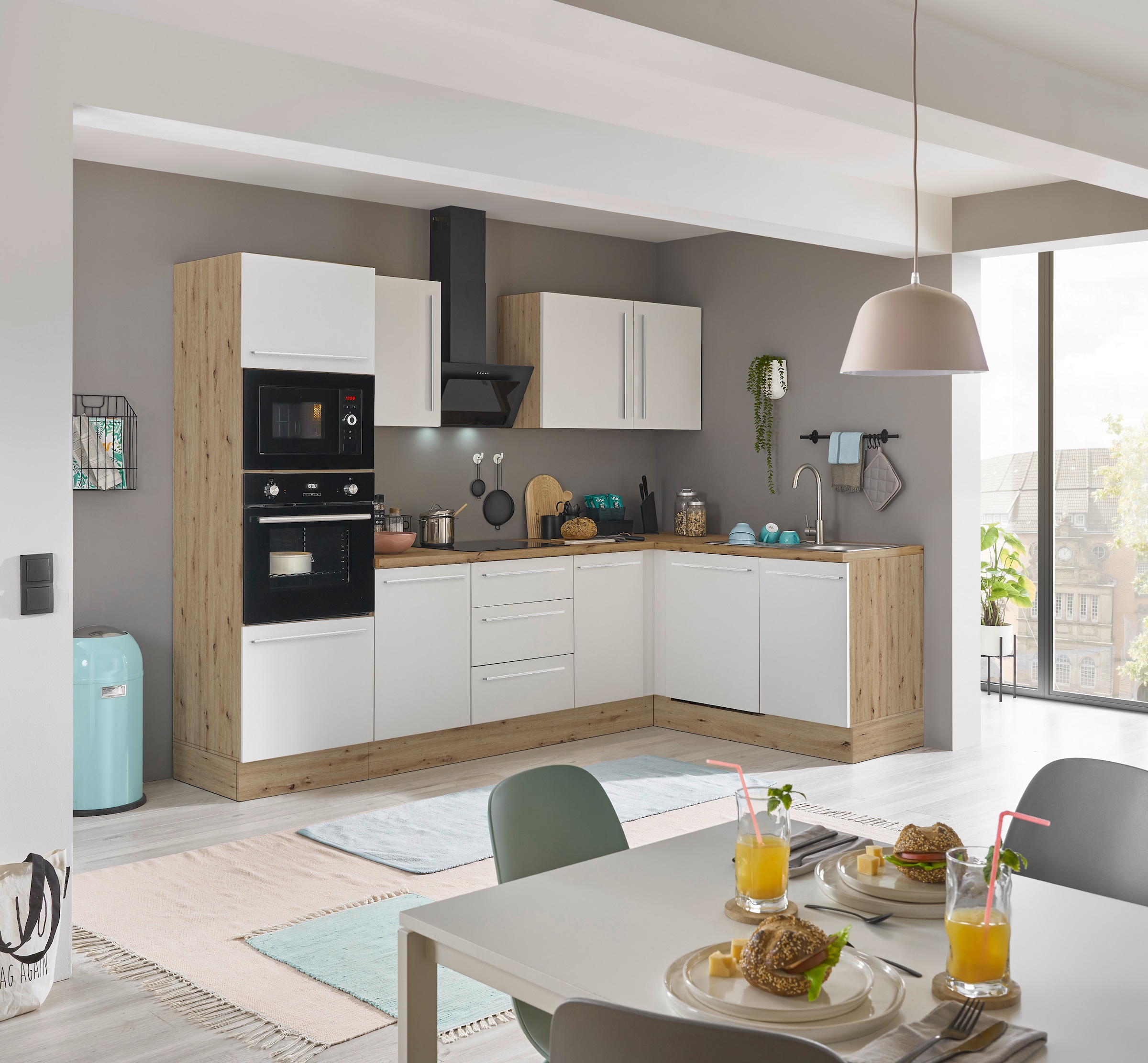 KOCHSTATION Winkelküche »Florida, Stellbreite 280x165 cm« wahlweise mit E-Geräten, mit Softclose für Türen und Schubkästen