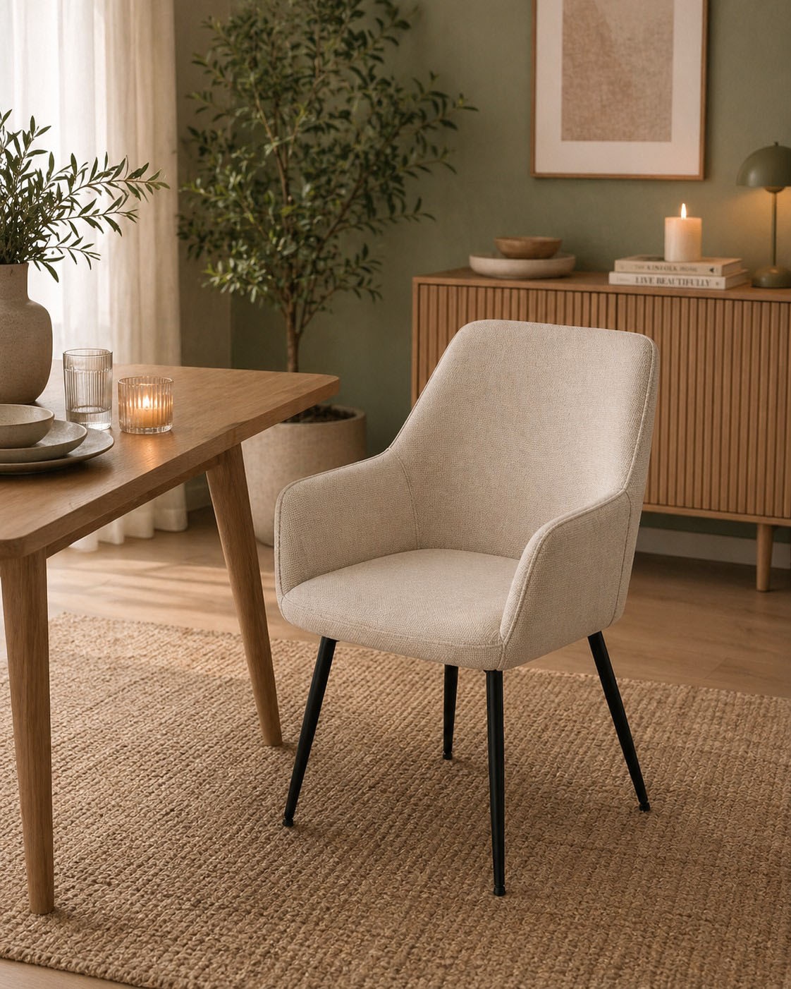 ACTONA GROUP Esszimmerstuhl »Glenda 2er Set, Stoff - mit Armlehne & gepolstert in mehreren Farben« () Bequemer Stuhl im skandinavischen Design & modernem Look
