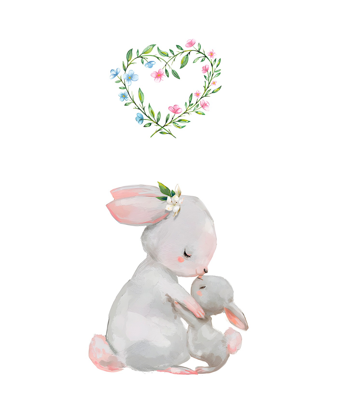 Lüttenhütt Poster »Großer Hase und Hasenkind mit Herz«, Fantasy-Hase-Hasen-Herz-Herzen-Tiere, (1 St.), HD Premium Druck